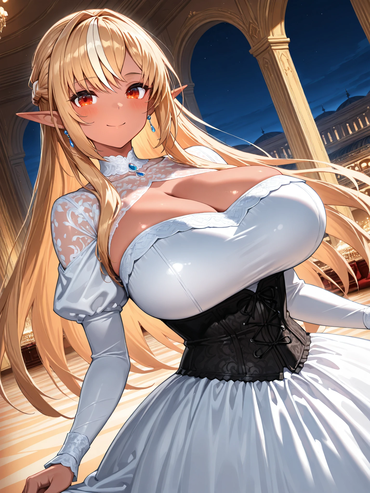 4K,High resolution, (Highly detailed CG,8k,wallpaper)、One ,(Clean detailed eyes),((Fantasy Costume,Erotic)),(((Put out the nipple)))),((NSFW)),(Huge breasts),(Huge breasts),(Huge breasts),(Huge breasts),(((Huge breasts))),(Beautiful and shapely breasts),Light-colored hair、Cute hairstyle