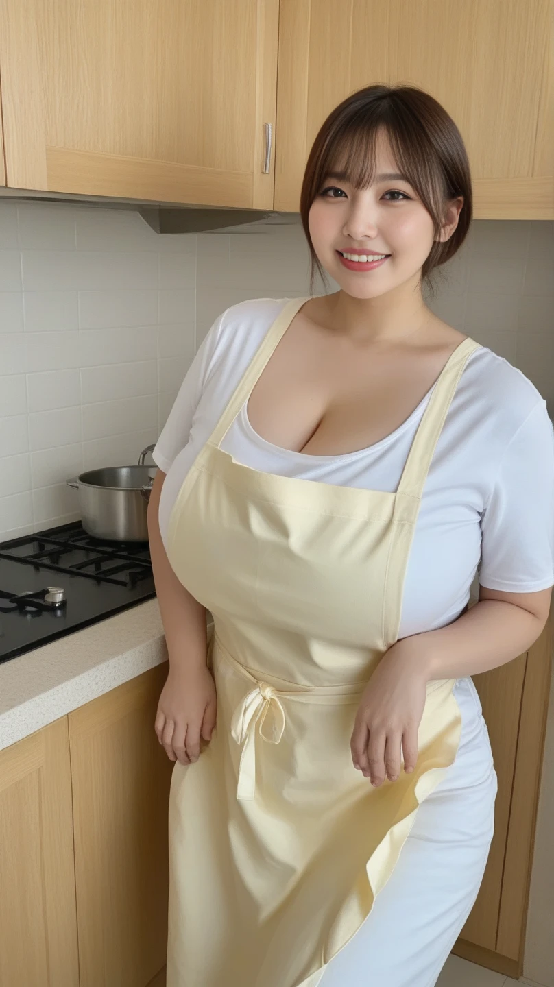Naked apron、Floral apron、huge tit、Short Bob、Futomo