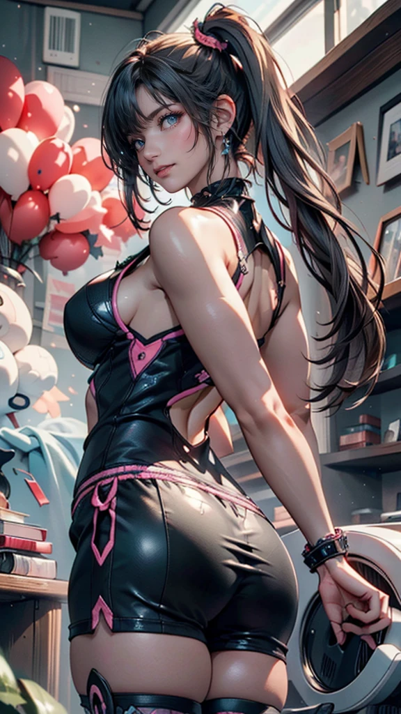 score_9, score_8_up, score_7_up, score_6_up, (24yo girl:1.1), curvy busty fat tall meaty body, strong milf, Kiara_SwimsuitVtwo, yellow eyes, multicolored hair, parted bangs, streaked hair, long hair, high ponytail, forehead mark, BREAK, swimsuit, black bikini, front zipper swimsuit, black pantyhose, torn pantyhose, halterneck, police hat, armband, pantyhose, covered navel, fingerless gloves, black gloves, pink necktie, bare shoulders, collarbone, BREAK, (masterpiece:1.2), best quality, high resolution, (detailed eyes:1.3), perfect lighting, (perfect hands, perfect anatomy), BREAK, 1girl, breasts, solo, breast rest, bed, thighs, indoors, window, thigh strap, holding box, holding, box, blush, parted lips, carrying, condom box, pillow, lips,