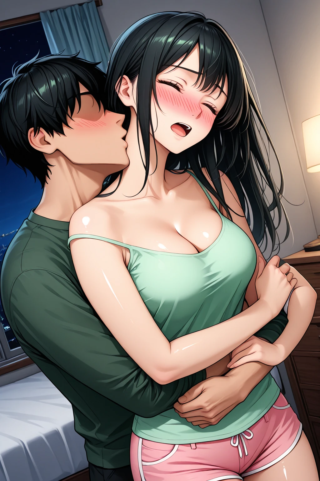 nsfw,High quality,doujin manga style,Beautiful woman,High-definition illustrations,Masterpiece,40yd old,milf woman,Black Hair,mother,Selfish woman,drooling,Medium breasts,beauty breasts,fall into pleasure,Hentai sex,hardcore,Sex slave,Clothes are torn,BDSM,vaginal penis,spoken japanese,japanese onomatopoeia,Cuckold face,Great pleasure,amazing orgasm,Hugging Sex,Pleasure training,Throwing her face back in intense pleasure,Lift your chin up,Lean your face upward,Fucked by a uncle,Being forced to kiss