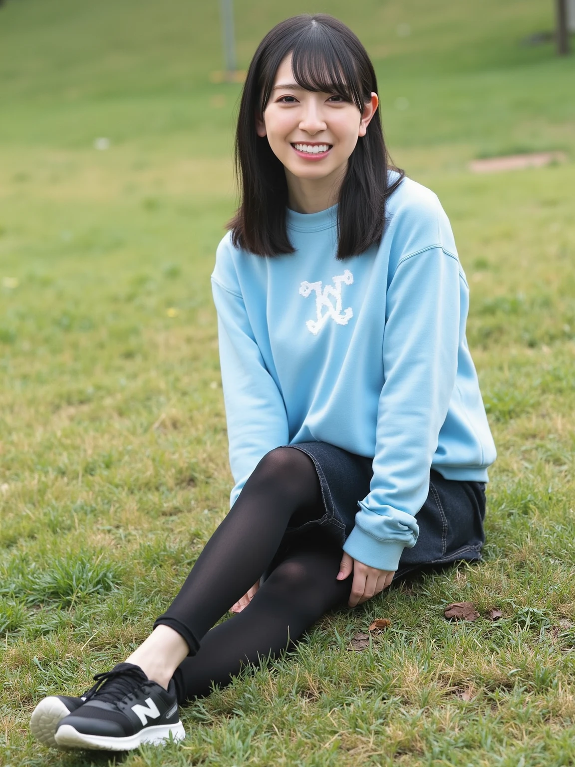 (masterpiece, Highest quality, 8K, High resolution),(Realistic skin texture, Perfect Face, Realistic, Perfect hands, Perfect finger count, Japanese, Girl), (12 years old), Big Eyes, Brown eyes, Light brown hair, bangs, Twin tails, hair accessory, Small face, Smile, ((hoodie, leggings)), Are standing, Cute pose, garden, Playground equipment, Blue sky and clouds