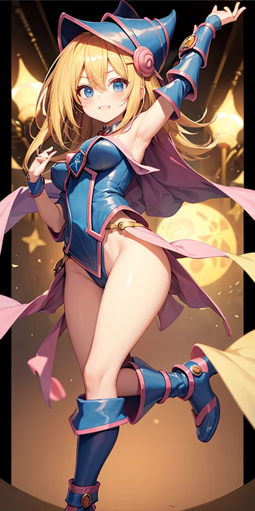 Black Magician Girl、T-back that digs into your butt、super breasts、thick thighs、blonde hair、magic circle、magic wand