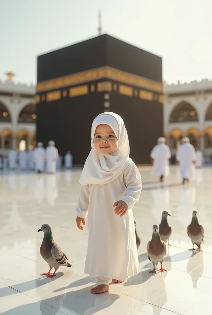 playful 5-year-old little princess, tiny hands on steering wheel, pure white Toyota Land Cruiser Prado, spotless white hijab, Saudi Arabian streets, Jeddah cityscape, golden hour, warm light, oud music, traditional Arabic architecture, vibrant souk market, dates palm trees, colorful textiles, intricately patterned rugs, Middle Eastern warm colors, soft focus, shallow depth of field, cinematic, dreamy atmosphere