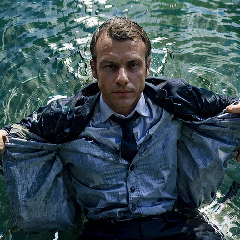 Men  and  jets of , forest, wears only a red 