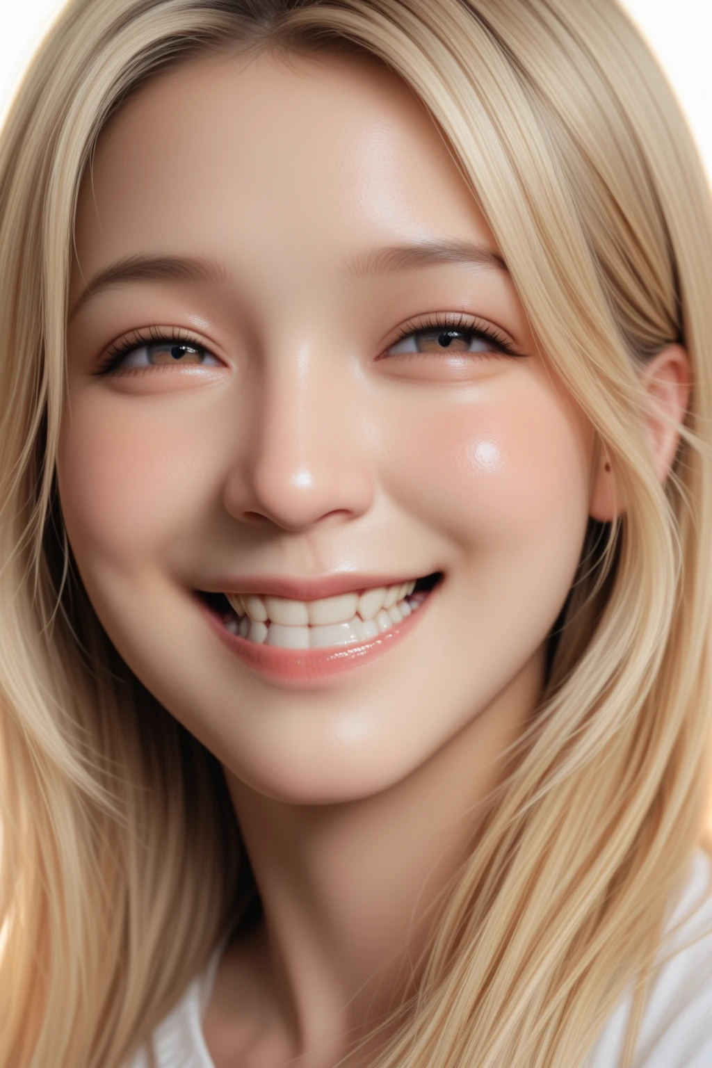 (Highest quality, 4K, 8k, High resolution, masterpiece:1.2), Very detailed, (Realistic, photoRealistic, photo-Realistic:1.37)、smile、black halter sleeveless、(((Bukkake)))、parted lips,、blonde