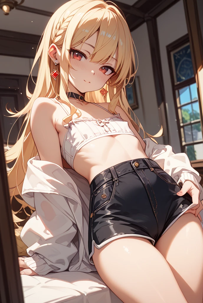 (realism:1.5、highest quality、masterpiece、High resolution、must-have)、snow mountainに立つ1人の23歳の女性、bondage、(flare skirt、combat uniform、choker、knee high socks)、fine eyes:1.7、Fineness of the eyes:1.8、beauty of skin:1.8、(looking at the camera:1.2)、(Photo seen from below:1.3)、(medium hair:1.2、bright blonde hair:1.5)、expression(shy smile) :1.3、blush:1.3)、Pause(誘惑Pause:1.5)、heart accessories、Heart-shaped、background(snow mountain:1.5、Remains、apocalyptic world)、(Medium chest、slender、abs:1.2)、(detail perfect)face)、normal hands:1.5、normal finger:1:5、normal feet:1.5、(cameltoe)