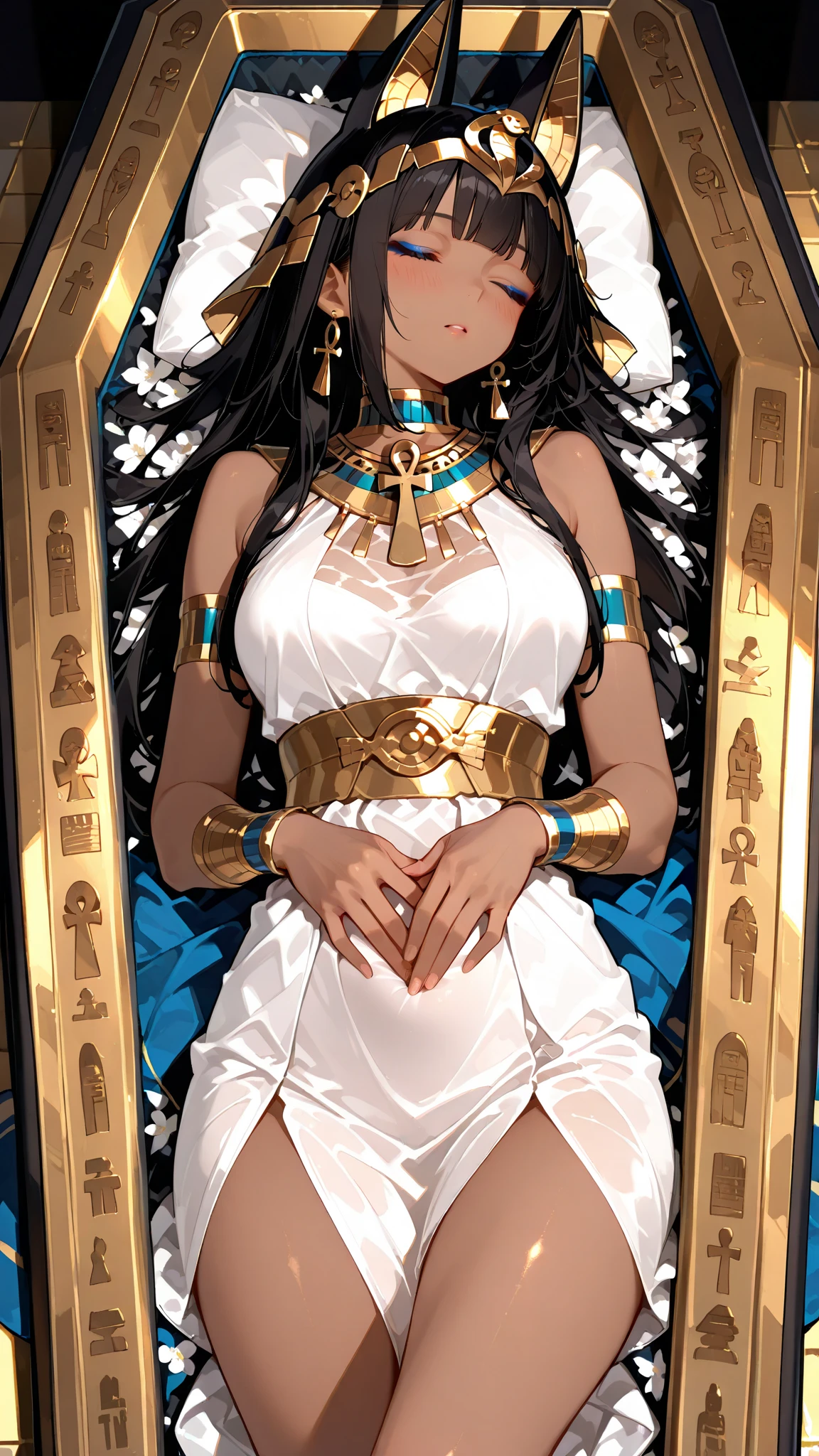 (cleopatra), (Egito), (kemet) black female, gorgeous woman, sensuous, chic, gold and jewels , (whole body), braided hair