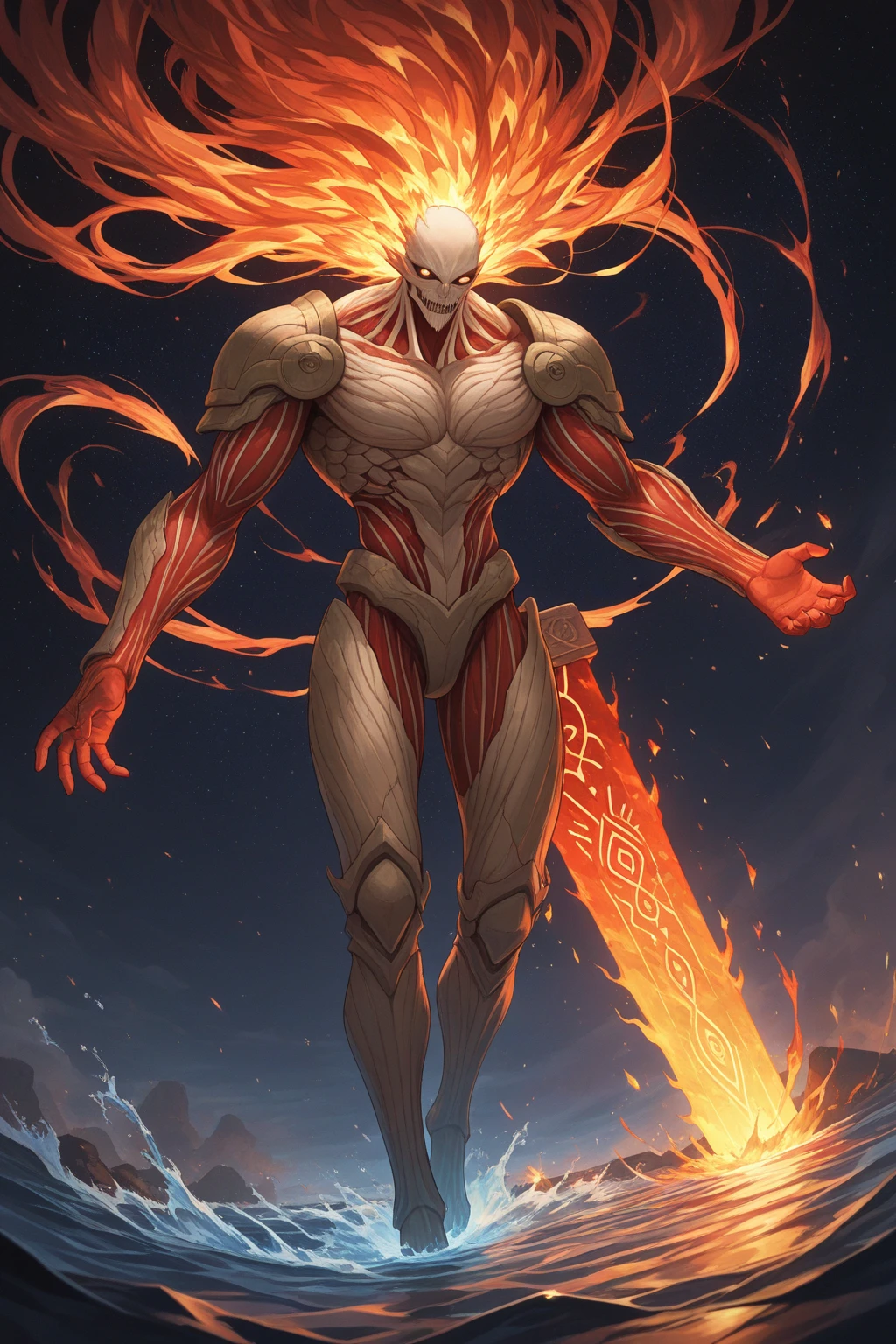 ((Upper body)) masterpiece, Best quality red-eye, Game CG, 1boy adult male, (:1.2) Rough adult face, alone, male focus, looking at the audience, Upper body, (), toned muscles, Chest muscles, 8 ABS, toned legs, , slightly protruding, (fire:1.5) and Embers (particle effect:1.2), detailed, dynamic lighting, Plenty of lighting, (furry:1.2), (:1.2) ((From a distance)) ,Masculine shape, Manliness, dynamic poses, Dynamic angle, The image is clear and sharp,