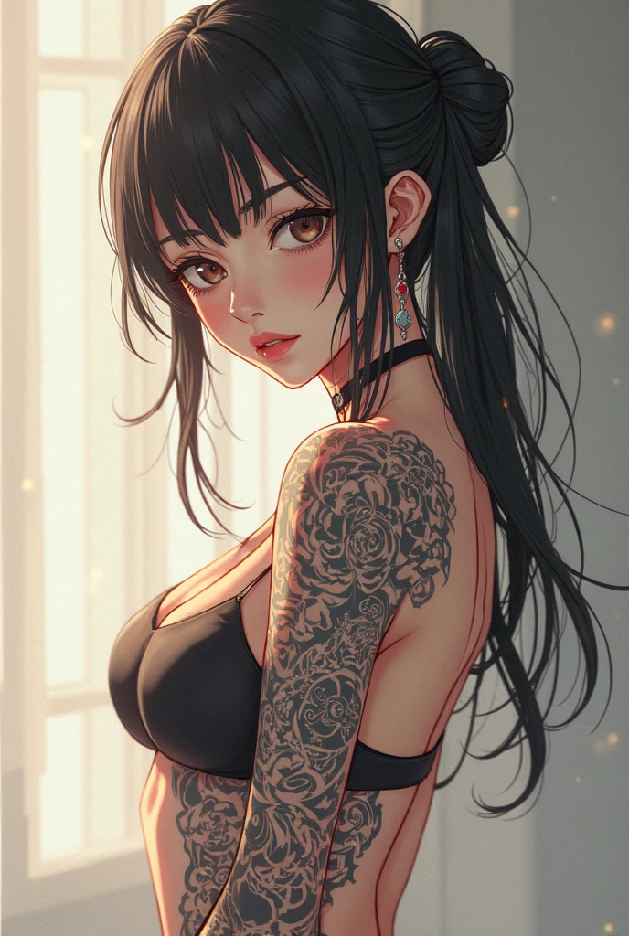 Tattooed with，bare-legged，Tong，Cigarette in hand