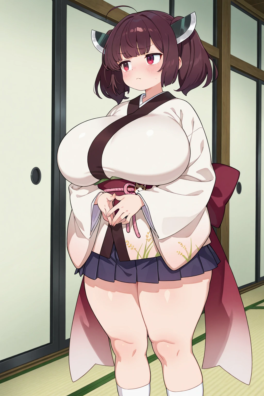 son,1womanl, (tmasterpiece: 1.3),Beautiful mature woman Japan woman, Detailed finger, beautifull hands, hyper realisitc, 1womanl, (drooping chest, Bewitching body: 1.2) brunette color hair: 1.1, Super Detailed Face, Detailed lips, Detailed eyes, 二重まぶた,Colossal breasts wrapped in pink transparent belly pockets leak out,Has a deep V-bust,Visible transparent pink belly pocket,Visible transparent pink lace panties,The rope at one end of the panties is untied and seems to fall off,Leakage of ,covering breasts with hands,Super plump and firm big breasts , Horizontal posture, Visible curves,full body1:1