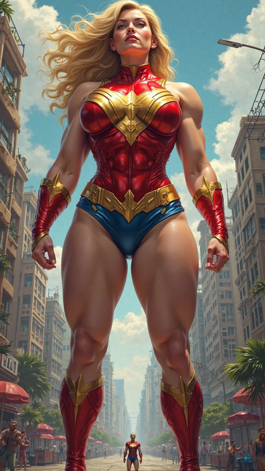 ((masterpiece)),(((best quality))),((character design sheet)), (Pamela Anderson) face,  illustration,1woman, environment Scene change, (long hair:1.4),((full body view, wonder woman outfit, nude woman :1.5)), athletic, black legs, thick legs, scribbles and marks,  ((detailed face:1.1)), (big breasts:1.2, round ass, fat ass, large ass:1.6), rough sketches, (puffy  lips:1.5), pose too, posing like a model, 8k,16k, (oil painting, simple background, light background: 1.3), 