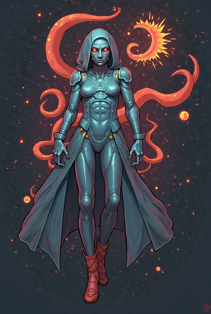 ((ember mclain inspired)), ((masterpiece)),(((best quality))),((character design sheet)), illustration,1woman, environment Scene change,  muscular, (white skin:1.4), thick legs, (cape:1.5), scribbles and marks, fire, ((detailed face:1.1)), rough sketches, pose too, 8k,16k, (simple background, light background: 1.3)