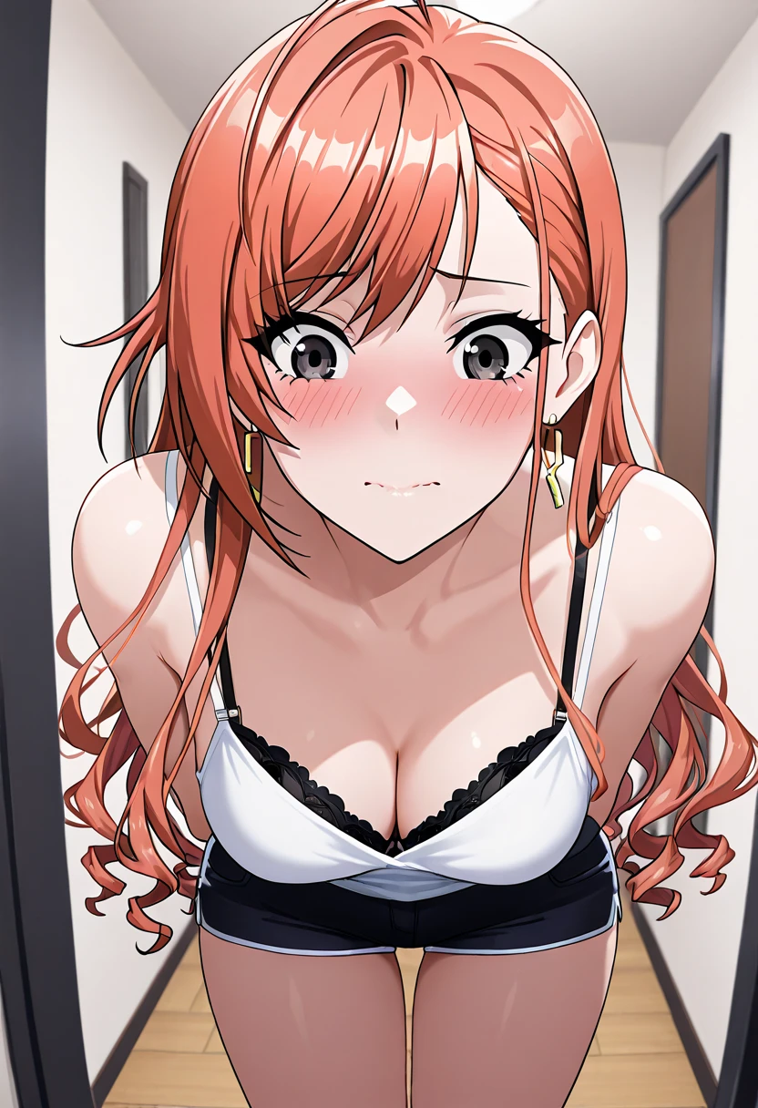 anime color, highest quality, High resolution,  1 girl, blush, embarrassing, lonely, smile, (huge breasts:1.2), hair_between_eye, hair_good, Brown_hair,Brown_eye, 1 girl, 24-years-old,mature woman,(narrow_waist), anime style、2D thighs、big breasts, nipple, blush cheeks, I breathe, Sweat, undressing, break hetero, (hetero couple),NSFW,(((full nude)))、(((naked))),(NSFW),(((blowjob)))、(カメラeye線)、facing forward,Hold my penis in your mouth