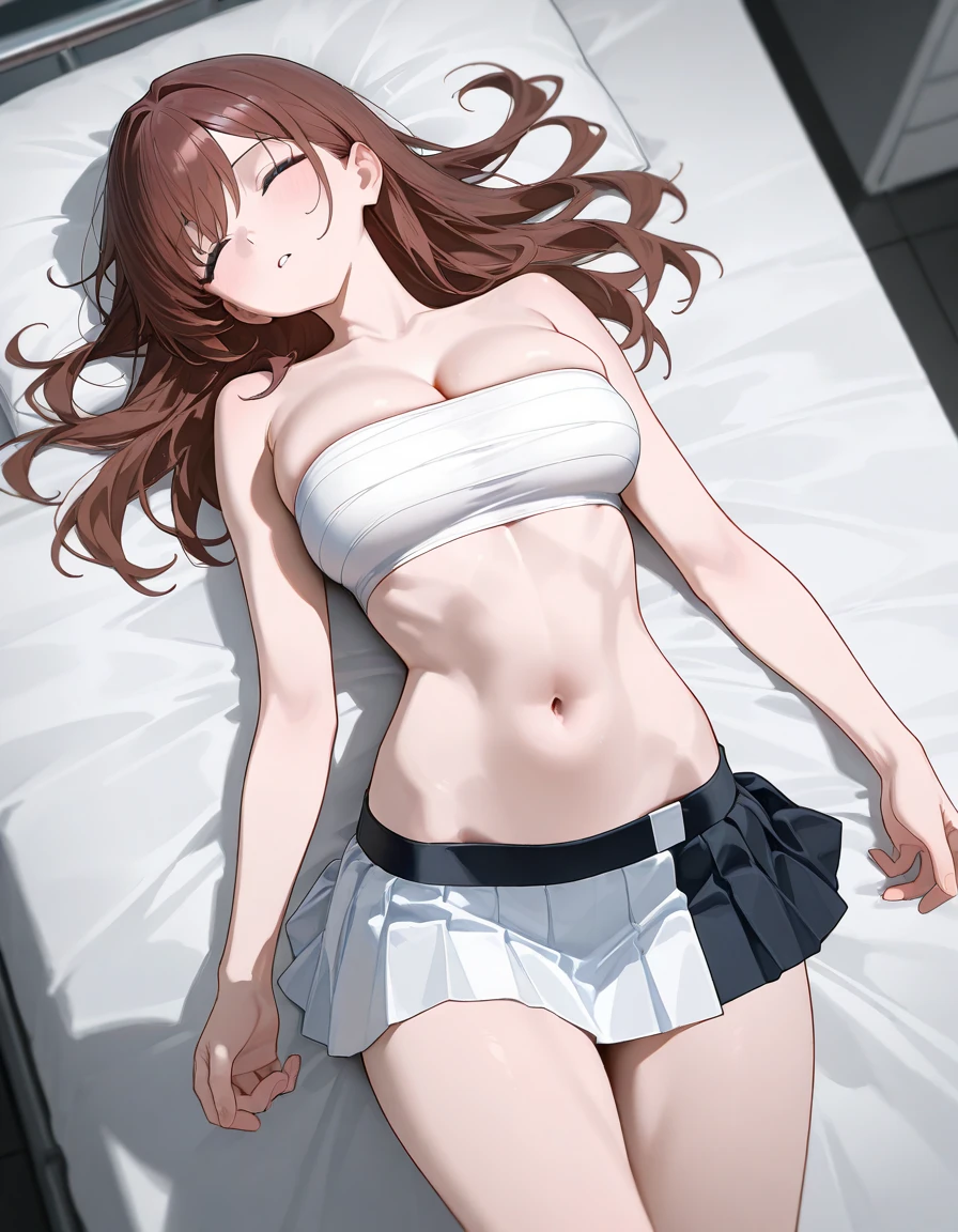 (A superb exquisite yukinoshitaYukino),(yukinoshitaYukino:1.5), (oregairuUniform:1.5), brown eyes, black hair, natural straight hair, straight bangs, solo, nature, extremely delicate, straight facial features, peerless beautiful girl, soft, (sensual face), ((ecchi face)), dreamy quality, exaggerated facial features, solid color, frank holly, delicate face, bright lips, slender waist, soft curves, real light and shadow, super fine, 4k, natural moving, Ultra high resolution, (masterpiece:1.2, best quality), (finely detailed beautiful eyes: 1.2), (beautiful detailed face), sexy semi-nude model, sexy pose, Ultra high definition white bra and panties, erect nipples,Medium chest, slender body, (bedroom), 