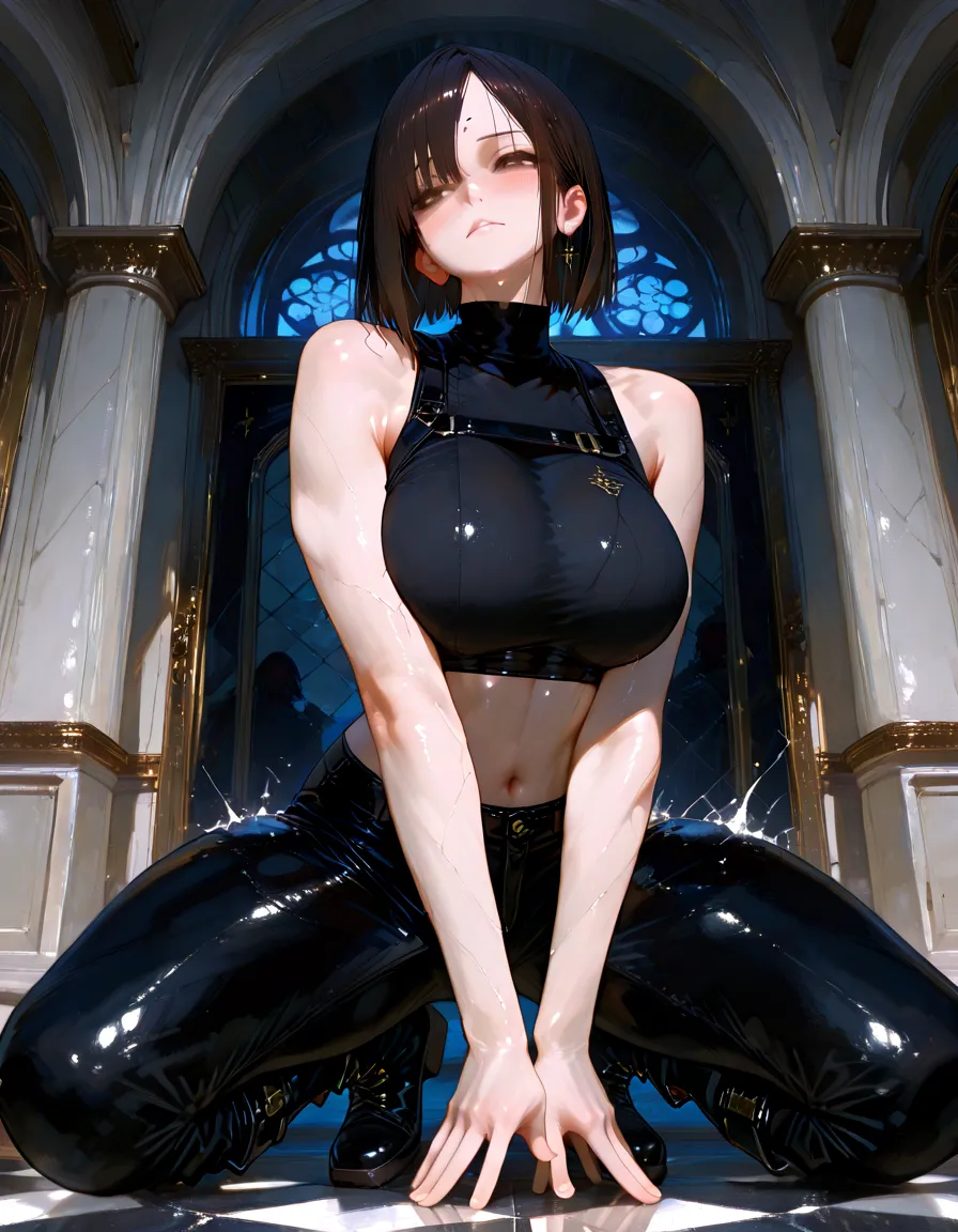 masterpiece), (Attention to detail), Intricate details, Written boundary depth, Backlit, Award-winning, high quality, 最high quality, 8k, (Sweaty:1.3), Exhausted, Open your thighs, View your viewers, night, big, bondage, Shackles, Hanging, Anxious expression, Prisoner of the Dark Dungeon, prisoner of war, whip, torture chamber,, sweat a lot on the body, blush, Watery eye, younger sister, Chained, Excessive sweat on the face, collar , shibari, big cleavage, Thoracic cavity, slave collar, Chain around neck, obscene, Compensate, big shiny breasts, gloves, Curvy but slim, Dark Background, Floating in the air, prison, Spread your legs, M-shaped Spread your legs, facial, Chest Shot, Kunoichi Costume, Taiman ninja costume, Tied up behind'tie your back with a rope, sexy, Spread your legs, Spread your legs, Hanging on a chain, big, hands are Chained straight up, Lifted by chains,(Peeうんち:2.0),(Pee:1.4),(お腹が少しbig:1.3),(Ahegao:1.3),(Levitate in the air and stick your butt out:1.3),(Read more about the perspective here:1.4)、, rolling Shen, Shen