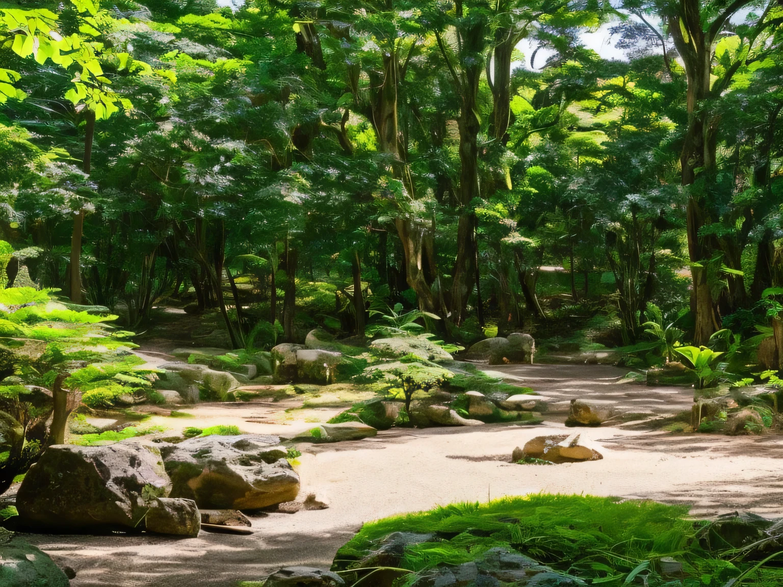 a landscape with sky, rio, trees and rocks to serve as the background of a video for calm and quiet meditation