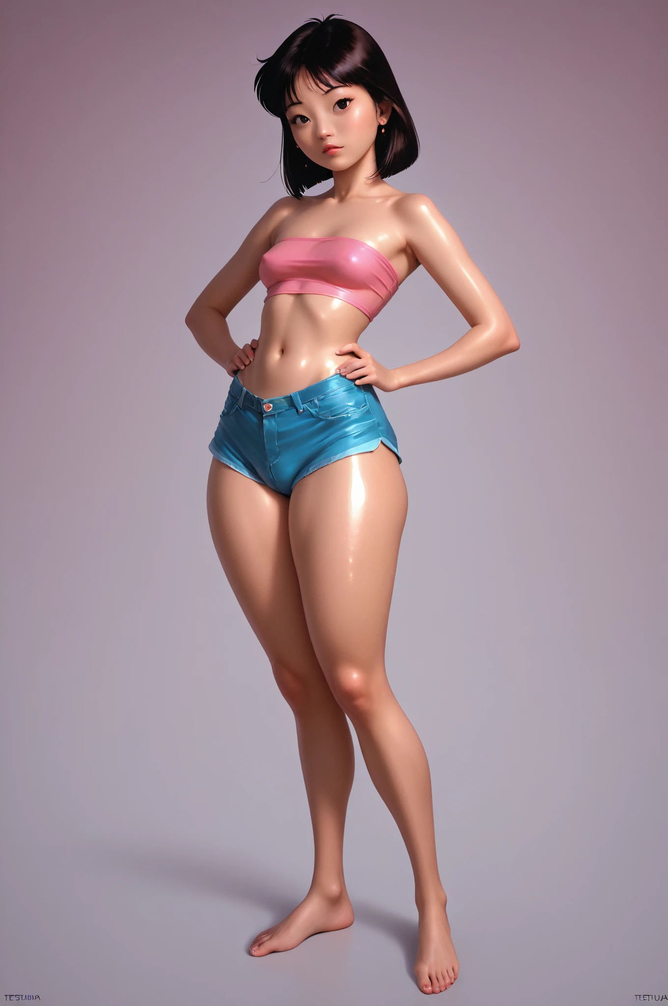 (a little bit chubby: 1.7) wide hips, thick thighs, thick body, anatomically correct, (head to toe: 2.1), (full body image: 1.9), 1girls, solo, extremely stylized, deviant art, masterpiece, highly detailed, bright eyes, detailed eyes, expressive detailed eyes, wide eyed, detailed pupils, futuristic, (tiny bikini:1.4), white printed bikini, blush, small breasts, ((nipping out:1.5)), (((nipping out))), lots of freckles, super textured detailed skin, entire body image, full body shot, nvinkpunk, professional photograph of alexander_skarsgard,