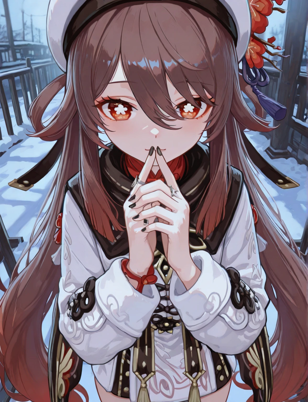 clear，clear，black，bright characters，Hakurei Reimu，clear，red eyes，short hair，Hakurei Reimu，bright characters，Lovely，Exploding Clothes Illustration，clear，night sky，lights，Many bright stars，A lot of meteors，red eyes，Two dimensions，top quality, masterpiece,hair accessories，Moderate, black and red mixed clothing,
