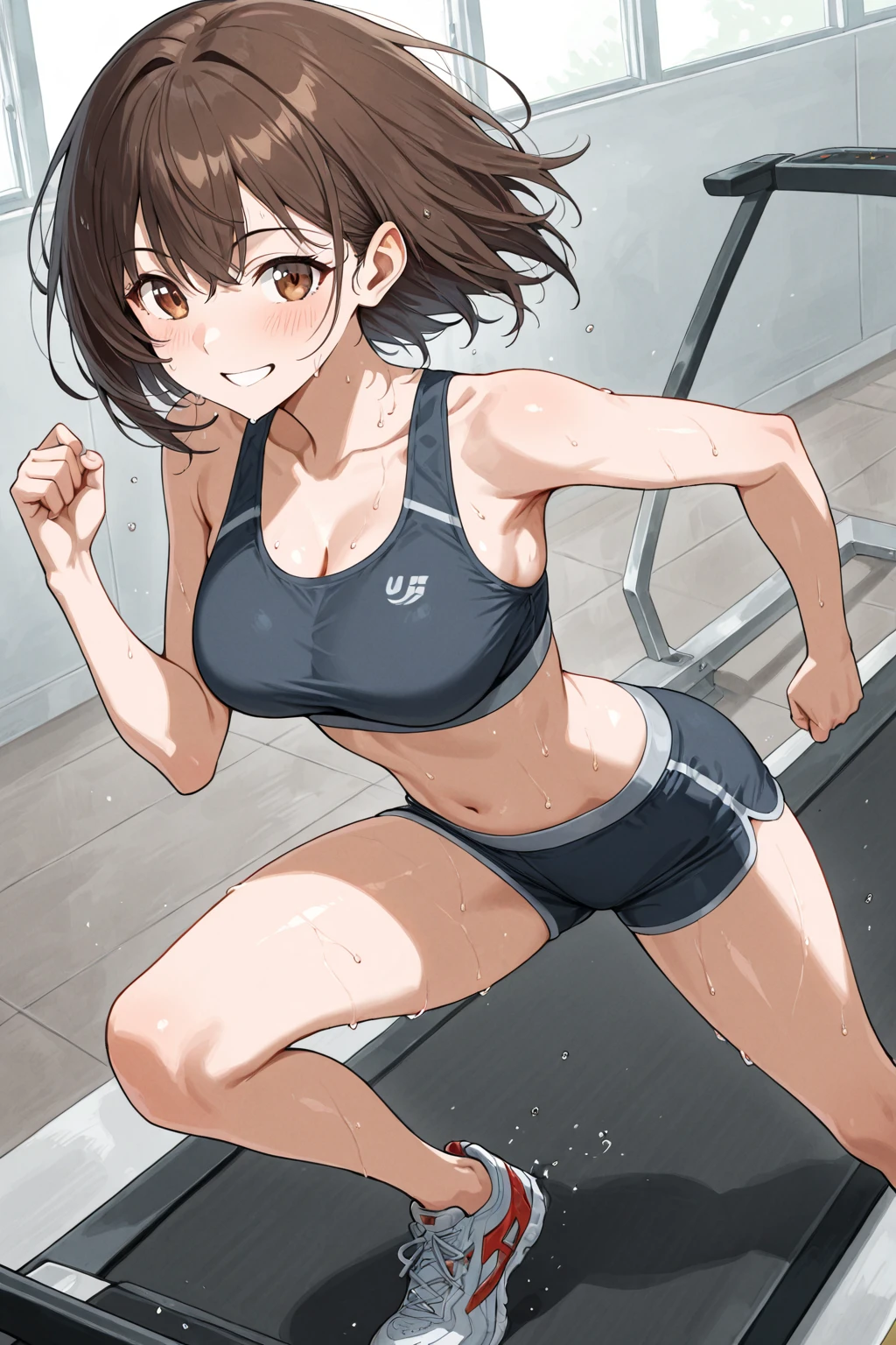 Mujer, Brown hair, ropa deportiva, musculosa