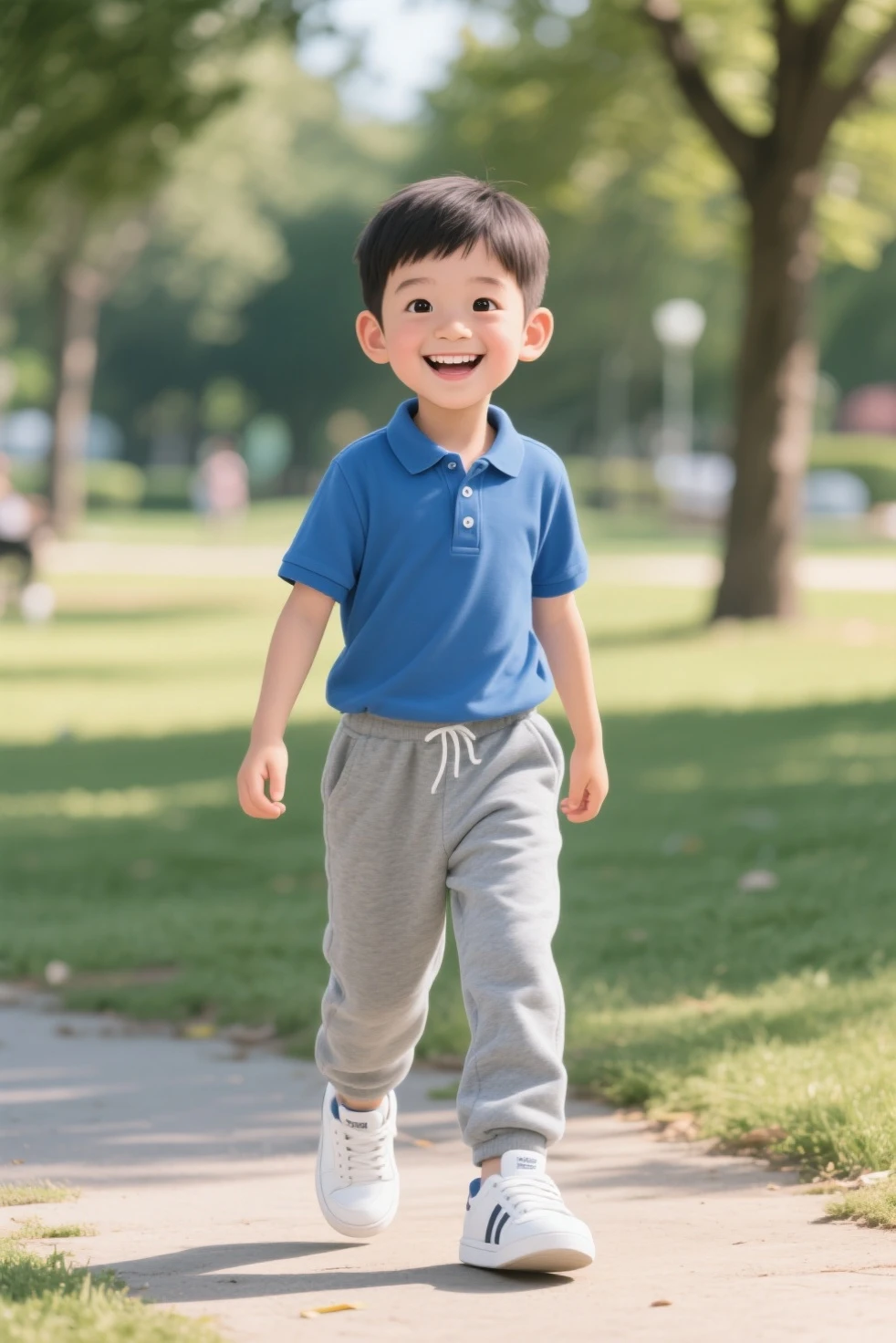 ((masterpiece, best quality)), (complex light), 1boy, full body, solo, child, brown hair, blue shirt, yellow shorts, walking, (in the picture ratio 1:2), play with a gas baloom, low angle shot, joy, perfect quality, clear focus, (Masterpiece: 1.2) (Realistic: 1.2) (Bokeh) (Best quality) (Detailed skin: 1.3) (Intricate details) (8K) (Detail eyes) (Sharp focus), (Happy)