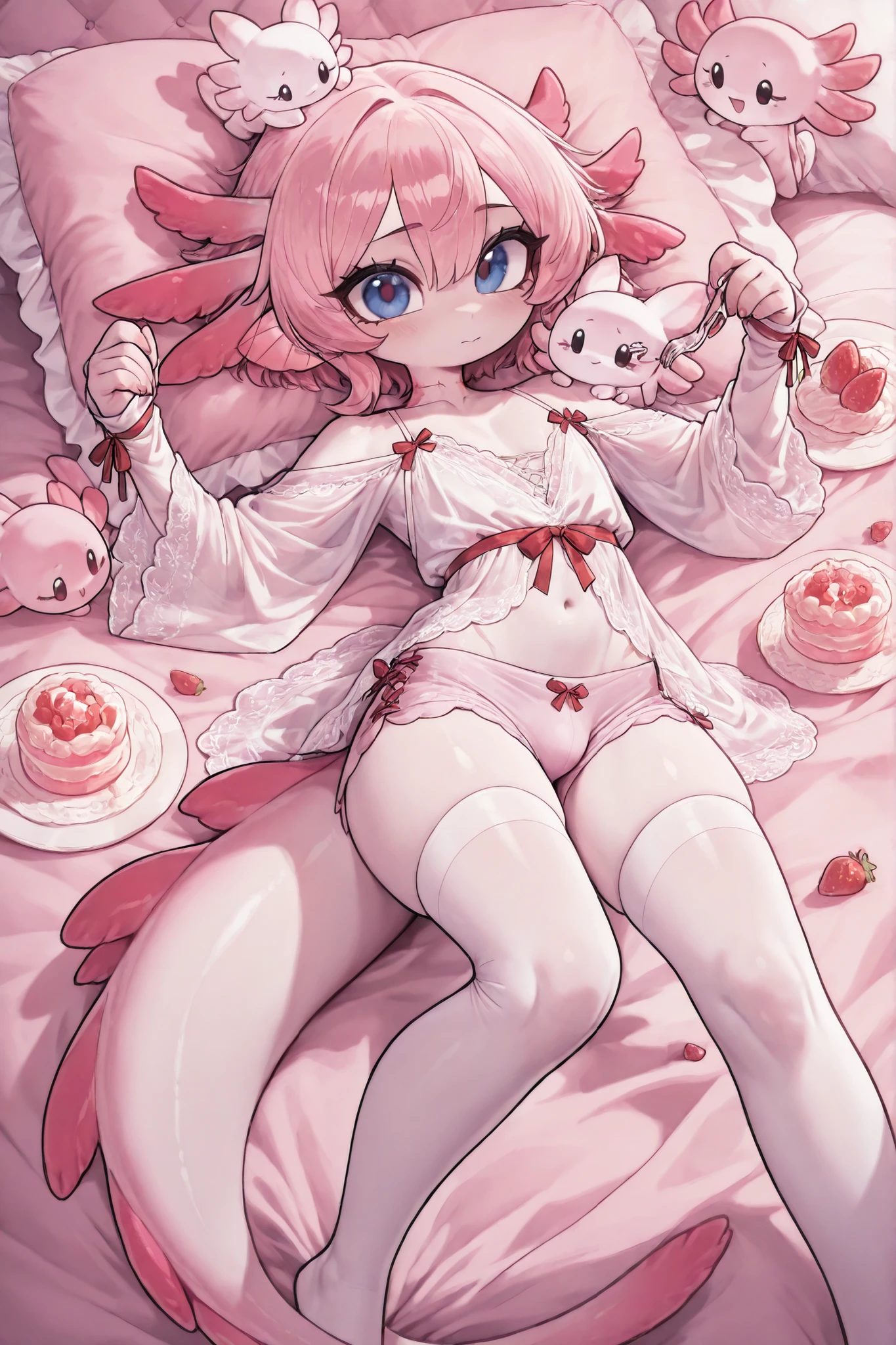 (masterpiece, best quality), red hair girl twintails on the bed wearing only frill white bra and panties white kneesocks and sneakers stuffed animals and fan, (Clutter-Home:0.8), (detailed skin:1.3) (sharp focus), <lora:add_detail:1>