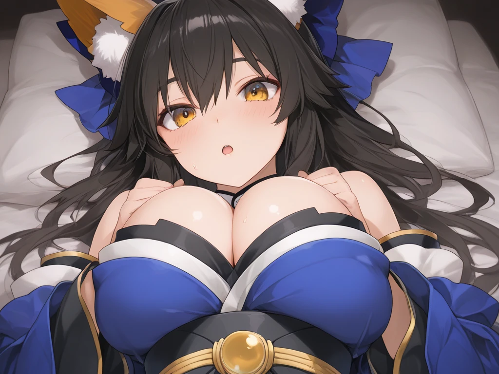 megumin(konosuba),1girl,solo,Females in heat,blush,super huge breasts,slender,looking at viewer,near,bed room