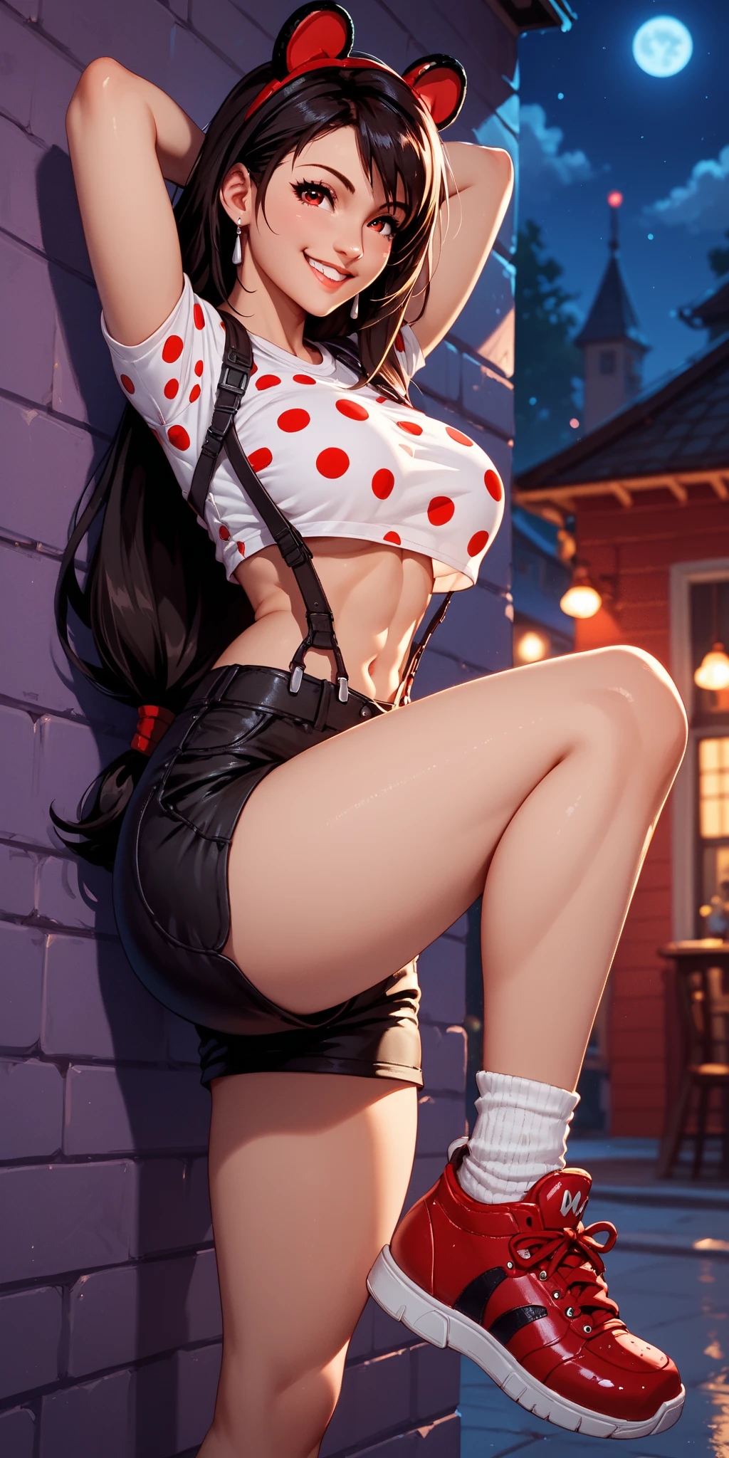 <lora:add_detail:0.5> <lora:copax_charm_eu:0.0> (1girl,3d, photorealistic,masterpiece, best quality), surprised, portrait, seductive pose, in a bar,
1girl,deep brown pantyhose, brown hair, leotard, sneakers, ponytail, long hair, red headband, shoes, breasts, brown eyes, red leotard, cleavage, bandages, covered navel, loose socks, vest,toned
 <lora:tia:0.8>