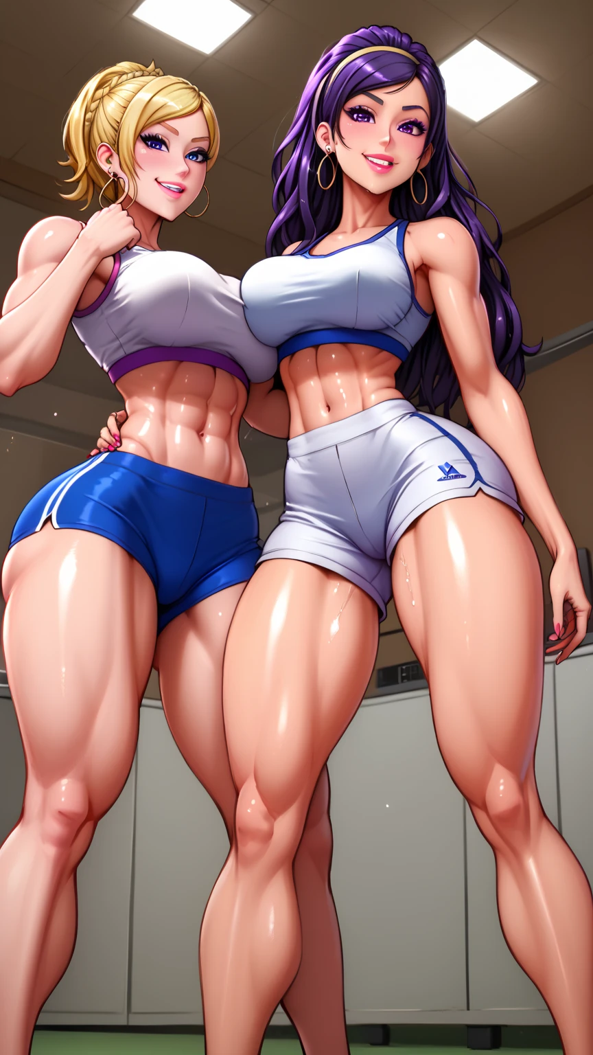 Lesbiana (con traje de  colegio muy ajustada), pechos grandes, muslos grandes,that he has a very sexy physique,que se bese con su novia  que tenga pechos grandes, muslos grandes,cuerpo muy sexi (desnuda)que se esten besando en el gym,amor lesbico