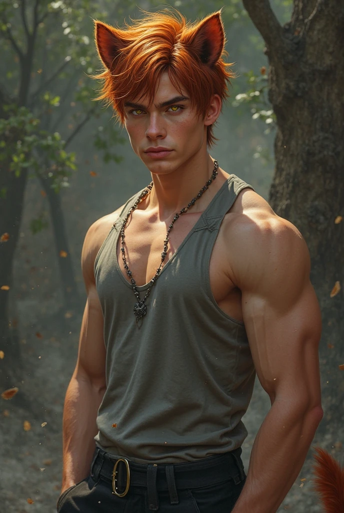 20 year old man,Handsome young man,Extraterrestrials,Muscular,Take off your clothes.,sexy,Height 180 cm.red hair, Cloudy face,in the forest,Anime