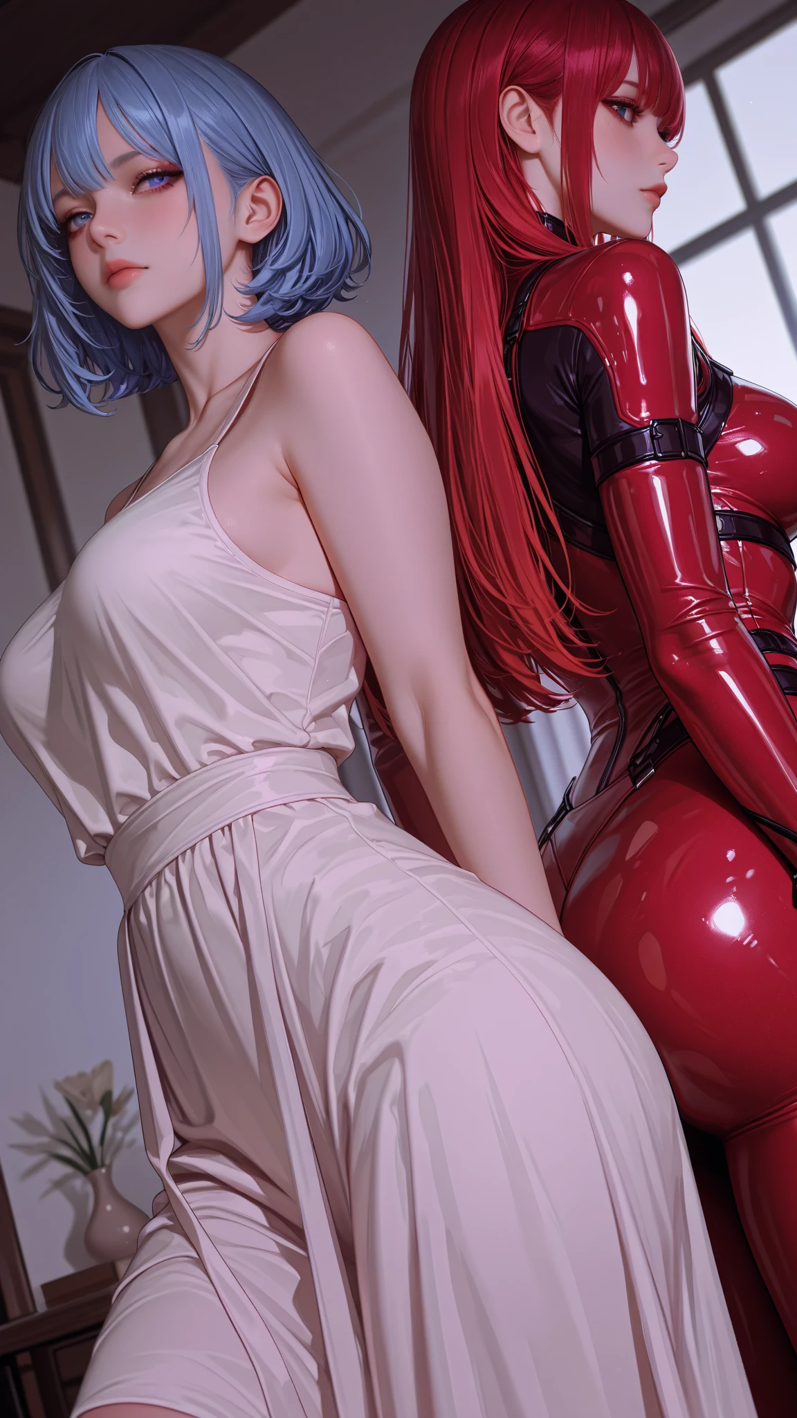 (Full Body of Extremely Detailed((Sexy Maid Group in a row:1.37))), KAWAII perfect face, Reflective Eyes, Detailed(Delicate Clothing textures), Correct Leg Line, Dynamic Joyful Expressions LifeLike Rendering, Specular Reflection, TopQuality 8K Ultra-detailed masterpiece (ProfessionalPhoto:1.37), (Acutance:0.8), (Luminism:1.28), (Renaissance art style), Colorful Light particles, ((Full body from side)), {Kissing|Thigh Gap|AssFocus|(NakedApron with Overflowing SideBoob)}, Radiant Fine Skin with Transparency, (Exposed:0.4), (Different types of Anime hair color){Pink Hair|Blue Hair|Platinum Blonde|Pure White Hair|Liquid Hair}, Perfect Lighting , (nipple:-1.28)