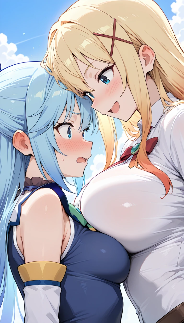 ,,3girls, pov, from below 1boy, , paizuri , , penis, penis between the breasts, naked, breasts squeeze together, , , , sailor uniform, lifted, cleavage, breasts, nipples, secret, after PE, hiding behind, in old abandoned dusty locker room, sweaty, naughty, pubic hair, wet penis, her best friend want to see a actual titfuck, she's holding a erotic manga, blonde hair, brown hair
