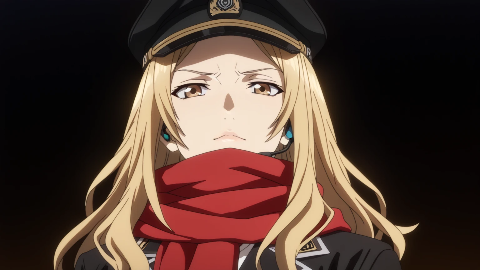 cz2128 delta, (Masterpiece, Best Quality, Highres:1.4), Detailed, Intricate Details, 4K,
 green eyes, eyepatch, maid maid headress, 1girl, armor, camouflage, scarf, gloves,
pov, from side, high quality, solo, 1girl, night sky, beach, arm behind head, hand on hip, (contrapposto), closed mouth, spread armpits, (cowboy shot:1.5), looking at viewer, expressionless, best quality,@
 