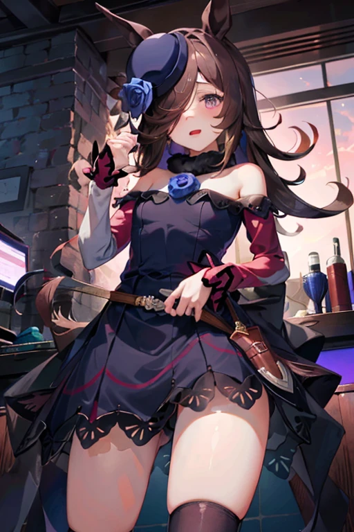girl　Baby Face　Waistline　barefoot　Nipples　Thighs　Playboy Bunny　Bunny girl　Fake rabbit ears　smile　blush　On the bed　Sensual　Provocative　whole body　Spread your legs　low length　Red High Heels　night　Seductive　Looking up