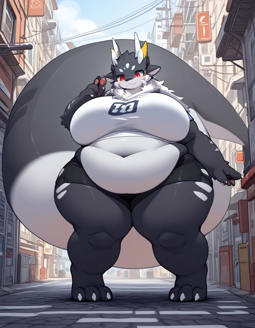 ((8k, 4k, Detailed:1, High quality:1, masterpiece:1, perfect anatomy:1)), text, furry, female, mature female, ((by Kilinah, buta99, fluff-kevlar)), Von Lycaon, (Zenless Zone Zero), sexy body, big breasts, thick thighs, cute face, ruby eyes, black sclera, eye patch, cybernetic armor, pregnant, body movement, belly movement,