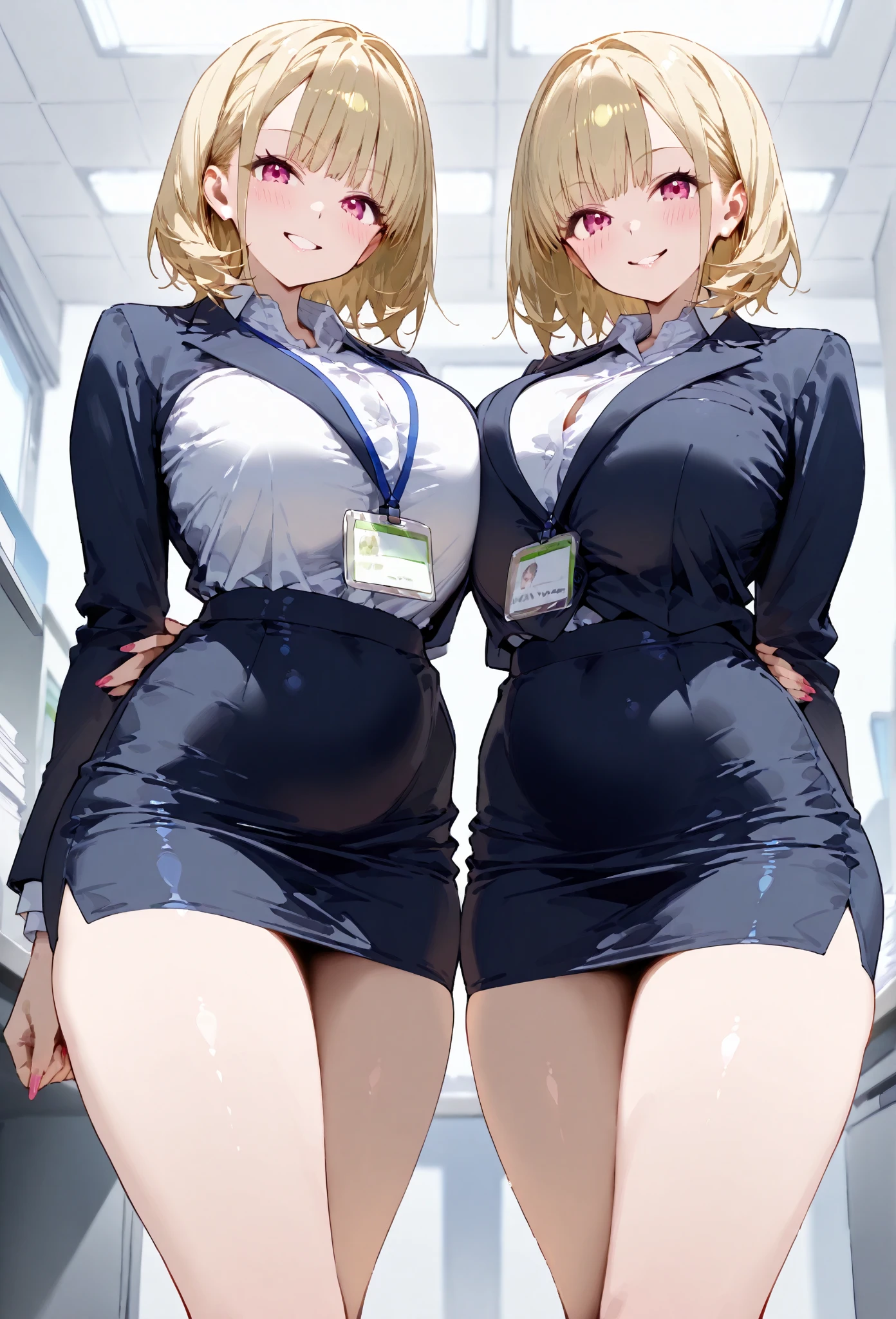 tmasterpiece， Best quality at best， finely detailled， A high resolution， Extremely refined and beautiful， nsfw,1womanl，slenderlegs， looking at viewert， face to the viewer， Golden hair， white backgrounid， 独奏，（full bodyesbian：2），A mother，Big breasts wife，Nurse's uniform，Bedrooms，Complicated details，Intricate patterns，