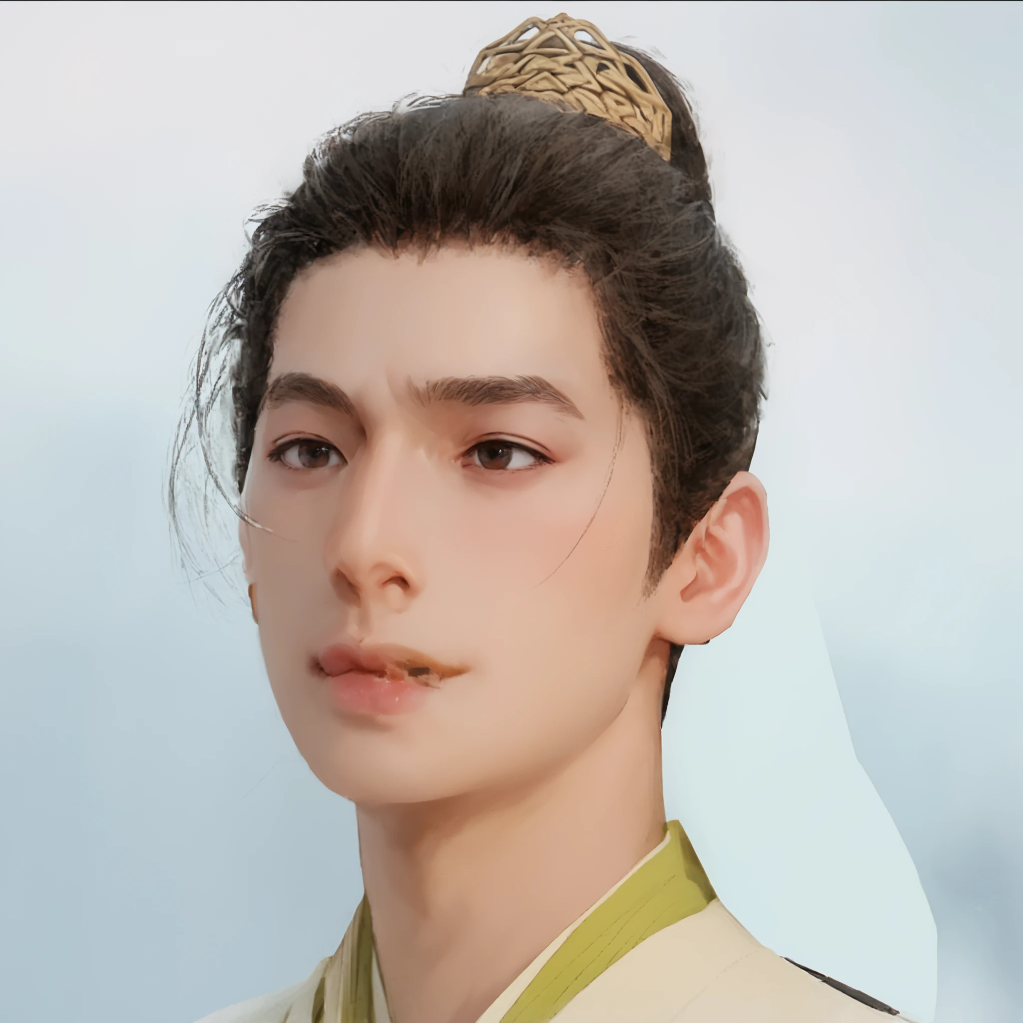 Fraction_9, Fraction_8_Up, Fraction_7_Up, Realistic ultra-detailed hand drawing of a handsome man, Ultra-realistic, is handsome, perfect eyes, , Upper 身体 , close Up, Portrait, Look far away, Actor Yang Yang, male,