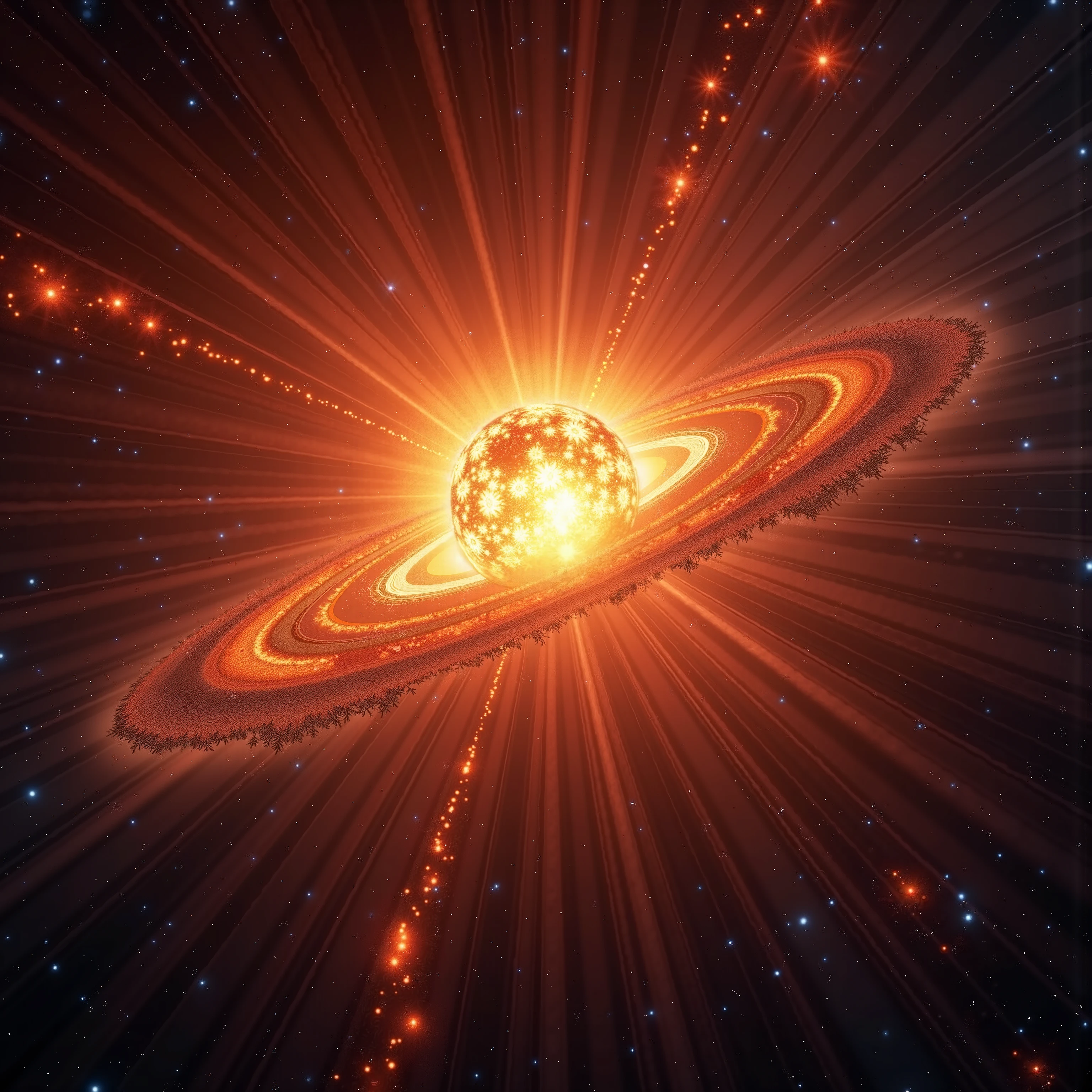 Transcendent cosmic spectacle: Hyper-detailed celestial explosion with quantum-scale phenomena and relativistic effects.
Enhanced Cosmic Core:
- Supermassive energy burst with quantum foam detail
- Relativistic plasma jets moving at near-light speed
- Microscopic particle cascades in crystalline patterns
- Time-frozen explosion fragments with causality effects
- Quantum singularity creating space-time ripples
- Hypernova core with visible nuclear reactions
- Magnetar-like energy pulses distorting space
- Gamma-ray burst streams piercing darkness
Advanced Space Phenomena:
- Einstein rings from gravitational lensing
- Hawking radiation visualization around event horizons
- Quantum entanglement networks spanning light-years
- Dark energy effects warping cosmic structure
- Antimatter annihilation events with energy signatures
- Cosmic string interactions creating space tears
- Primordial black hole formations
- White hole emergence phenomena
Ultra-Enhanced Energy Effects:
- Relativistic jet streams breaking light barrier
- Quantum vacuum fluctuations creating virtual particles
- Magnetic field lines weaving through space-time
- Neutrino streams penetrating matter
- Cosmic ray showers with particle trails
- Zero-point energy field distortions
- Tachyonic particle traces
- String theory dimensional rifts
Deep Space Environment:
- Infinite star field with parallax depth
- Galactic superclusters with filament structure
- Nebulae with molecular-level gas detail
- Cosmic web structure showing dark matter
- Quasar jets at galactic scale
- Proto-planetary disk formations
- Interstellar medium with dust detail
- Cosmic microwave background radiation
Technical Excellence:
- 16K resolution photorealistic rendering
- Scientific accuracy at quantum scale
- Advanced ray-tracing effects
- Volumetric space phenomena
- Ultra-high dynamic range
- Infinite depth of field
- Relativistic light bending
- Quantum-accurate color representation
Color Dynamics:
- Plasma-hot core with quantum signatures
- Cool cosmic ray interactions
- Ethereal energy wavelengths
- Deep space color gradients
- Radiation spectrum effects
- Quantum chromodynamic colors
- Antimatter annihilation hues
- Dark energy visual signatures