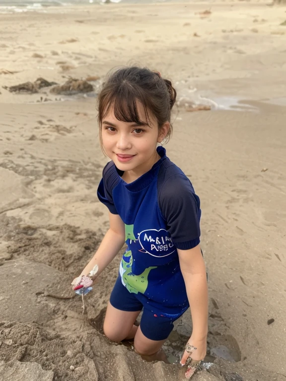 12yo girl, beach, smile, short hair.,nude