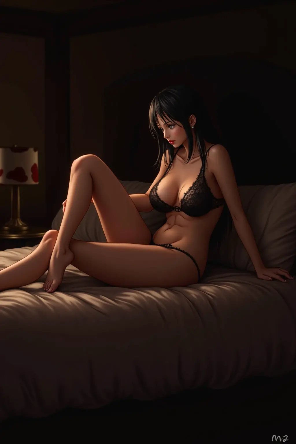 dark skin, lingerie, bed, blushed, honeymoon