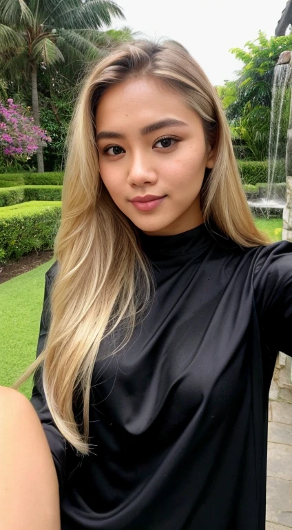 Young Thai woman, Fit physique, fitness physique, wearing sexy black lingerie sitting on the couch with legs open, corps sexy, (8k), (Best quality), (Masterpiece:1.3), (Realstic), (photoreallistic:1.34), Ultra-detailed, [beautiful detailed  eyes], (sourire), (sourire), (beautiful nose detailed), [very long blonde hair], (haut court), lingerie noire, (superbes seins taille normale), (gros plan), profondeur de champ, full body view, sitting on sofa, legs spread, showing crotch, pieds en l'air