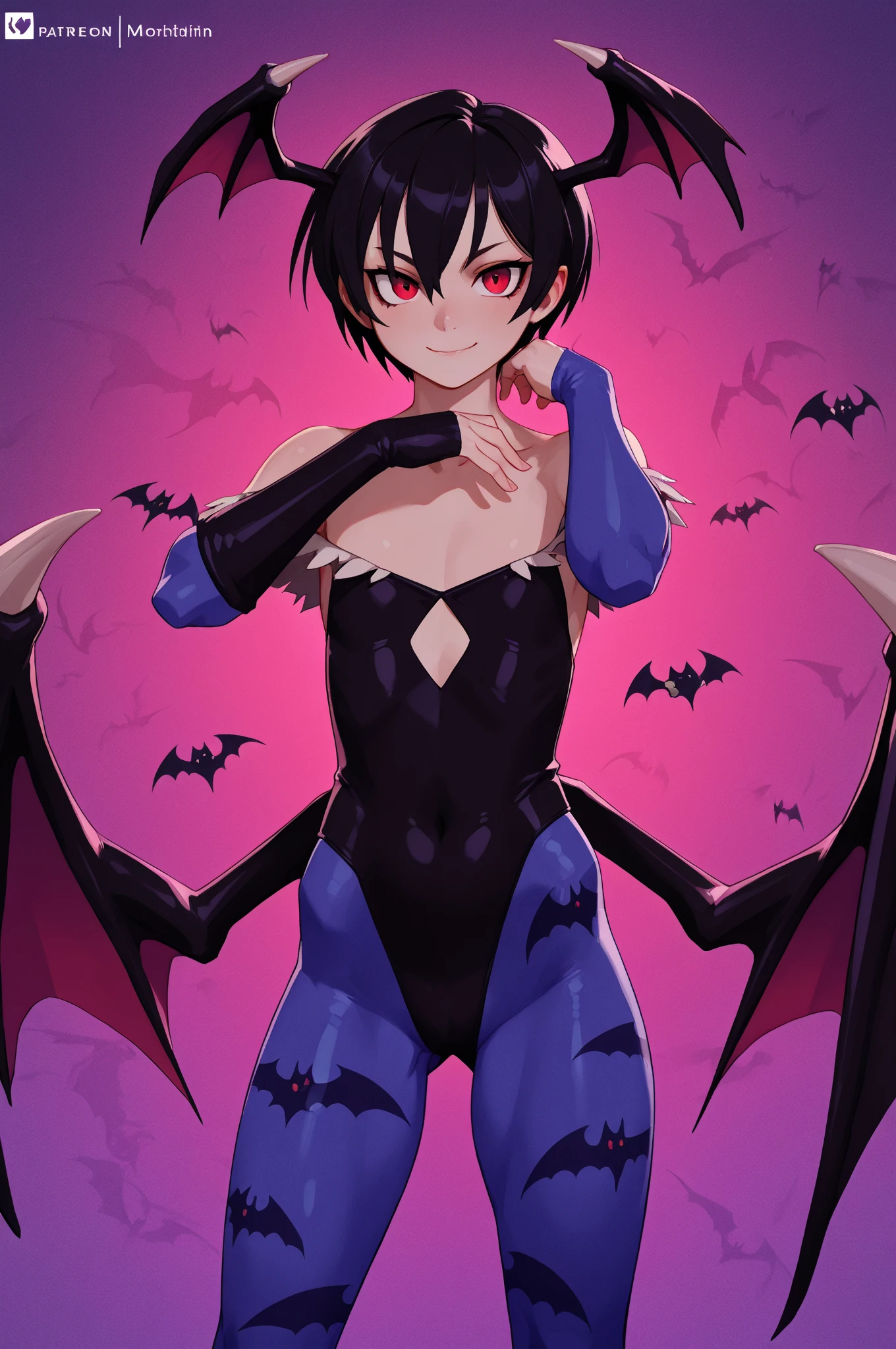 (Masterpiece, Best Quality, High Quality), Hoshizora rin, orange hair, short floating hair, yellow eyes,breasts,bangs,demon_girl,head_wings,wings,animal_print,(pantyhose:1.1),bat_print,bat_wings,print_legwear,bridal_gauntlets,leotard,bare_shoulders,cleavage,large_breasts,black_wings,orange_gloves,thong_leotard,bat print,clothing_cutout,purple_wings,heart_cutout,low_wings,black_leotard,bat,highleg_leotard,purple_legwear,highleg,demon_wings,feather_trim,gloves,koakuma,cutout_above_navel,thicc thighs,collarbone, standing, night ,paw pose, Cameltoe