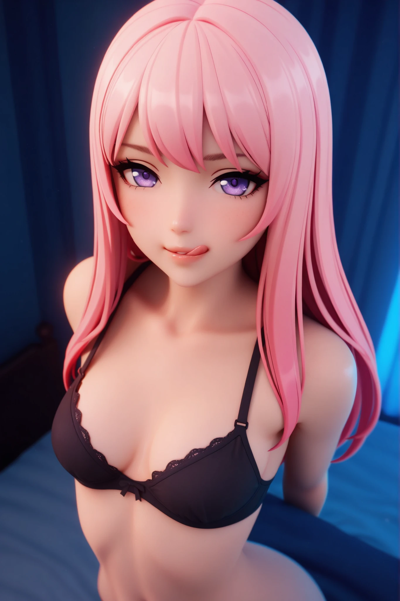 1girl, aqua_nails, bangs, bare_shoulders, black_nails, blue_nails, blurry, blurry_background, blush, bra, breasts, carmilla_\(fate\), cleavage, collarbone, eyebrows_visible_through_hair, fingernails, green_nails, large_breasts, long_fingernails, long_hair, looking_at_viewer, mole, mole_on_breast, mole_on_thigh, multicolored_nails, nail_art, nail_polish, navel, open_mouth, panties, pink_hair, pink_nails, purple_nails, red_bra, red_nails, sharp_fingernails, sitting, smile, solo, thighs, toenail_polish, underwear, yellow_eyes, yellow_nails<lora:add_detail:.1> <lora:AllOutNa'vi_V1:0.21>