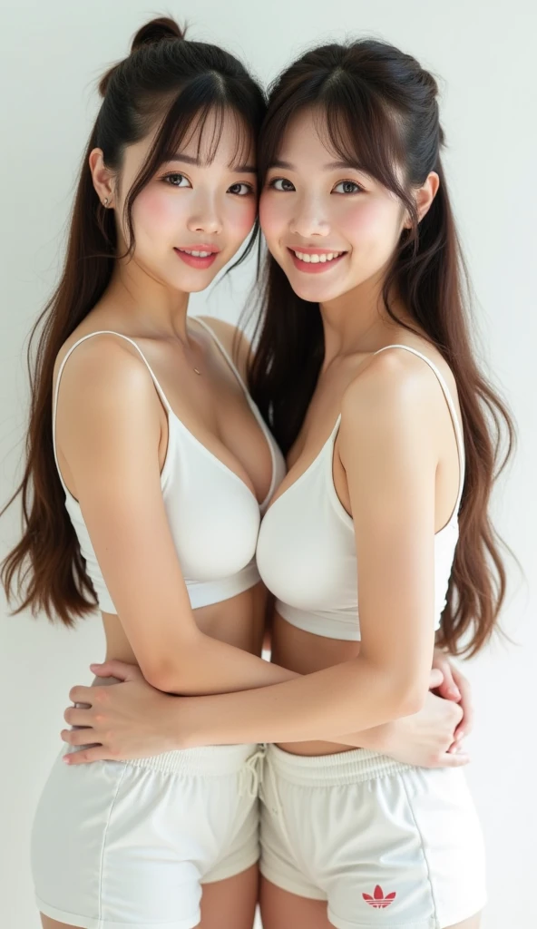 (8k、RAW Photography、top-quality、​masterpiece:1.2)、The ultra-detailliert、Hyper-Resolution、(realisitic、photos realistic:1.37)、portlate、High detail RAW color photos、professional photograpy、highly detailed and beautiful、ighly detailed、8k wallpaper、Amazingly detailed、huge filesize、Official Art、the Extremely Detailed CG Unity 8K Wallpapers、Very detailed beautiful girl、extra detailed face、extremely detailed eye、highlydetailed skin、 extremely detailed fingers, highly detailed nose, highly detail mouth, perfect anatomia, highly detailed back ground, Very detailed clothes, 1girl in, (20:1.2), in her 20s, Cute little girl s, Realistic body, 小柄, fair white skin, glistning skin, slim body, handsome body, (huge tit), A dark-haired, length hair, (bangss:1.2), a smile, cute little, zora々Right, cute  face, lifelike face, Delicat eyes, drooing eyes, (erotick, The bikini, triangle bikini、String Bikini、)、(highleg、T back)、Facing the front、Standing posture、Contrapo、动态照明、full of sweat