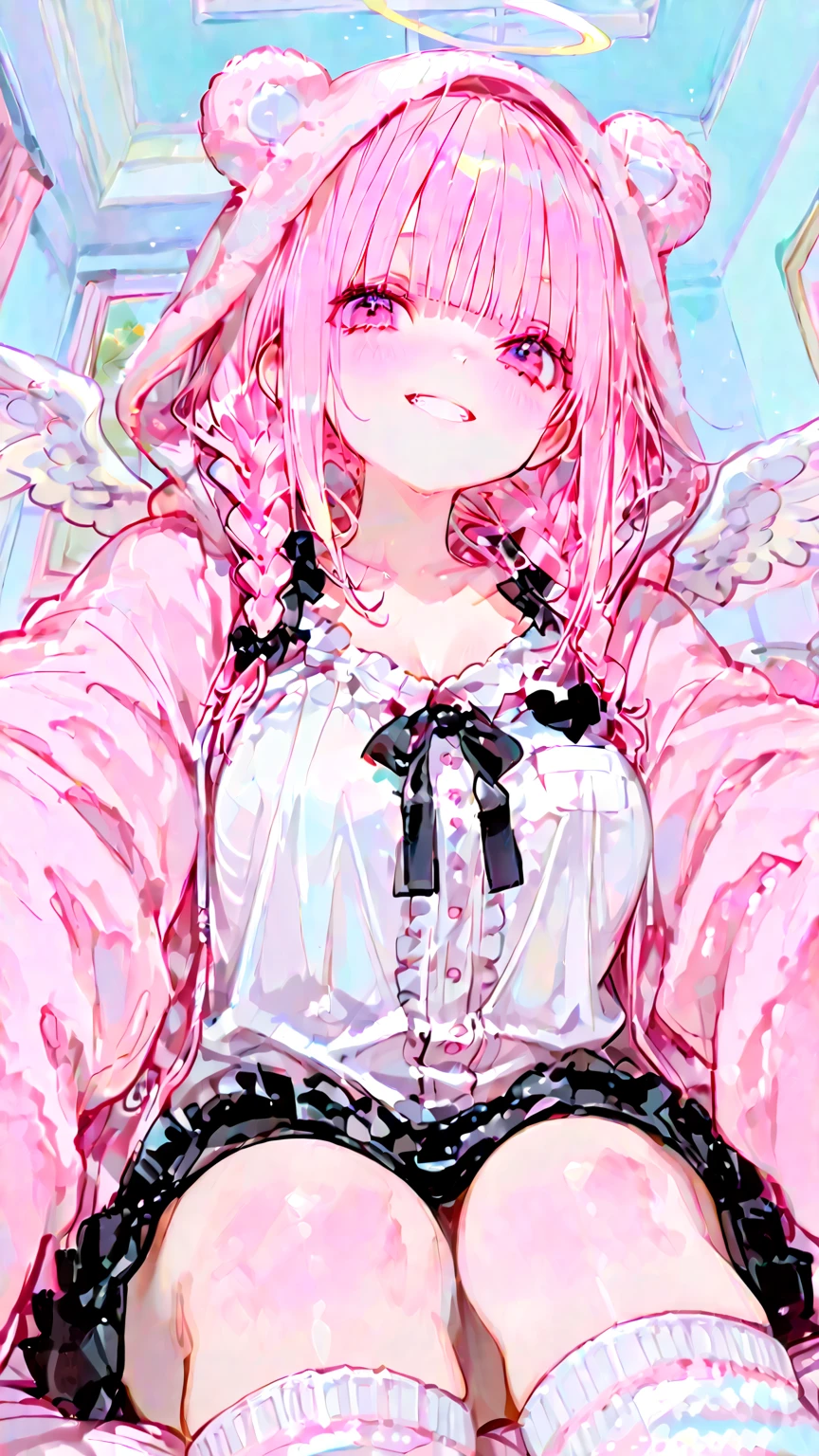 (syncope)、(The nipples are transparent)、(Girl straddling over guy:1.3)、(Rich color expression)、(eyes half closed:2)、(smile:1.3)、((Big tears:2))、(Abundant Tears:2)、((Drooling from the mouth:2))、(The body shakes violently:1.5)、vagina 、8K resolution、 masterpiece、((Highest quality))、Anatomically correct、(The whole body is wet with semen:1.3)、(Large group of middle-aged men)、(Chain Color)、(Sticking out tongue)、(Flower Hair Ornaments)、(Surrounded by many men:1.5)、(camisole:1.3)、(Red Hat)、(Knee socks)、((Hasselblad Photos))、[:(Detailed face:1.2):0.2]、(Big Breasts)


