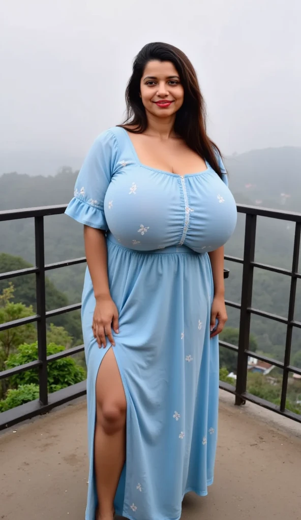 south Indian beautiful woman sexy curvy plus size model wearing different random color skin tight Bollywood Blush Banarasi Dress, eye contact camera view, different style standing position, curvy plus size big hour glass bulky huge figure, big m-cup bulky huge breasts, different style hairstyle, bright eyes, thin eyebrows, fair skin, blushing cheeks, prefect head to thigh close up view, Eden Seraphim Gardens background and location, Dreamcatcher Delight Embroidery, ultra realistic skin texture, head to thigh close up view, smile face, shadow lighting effect, hijab