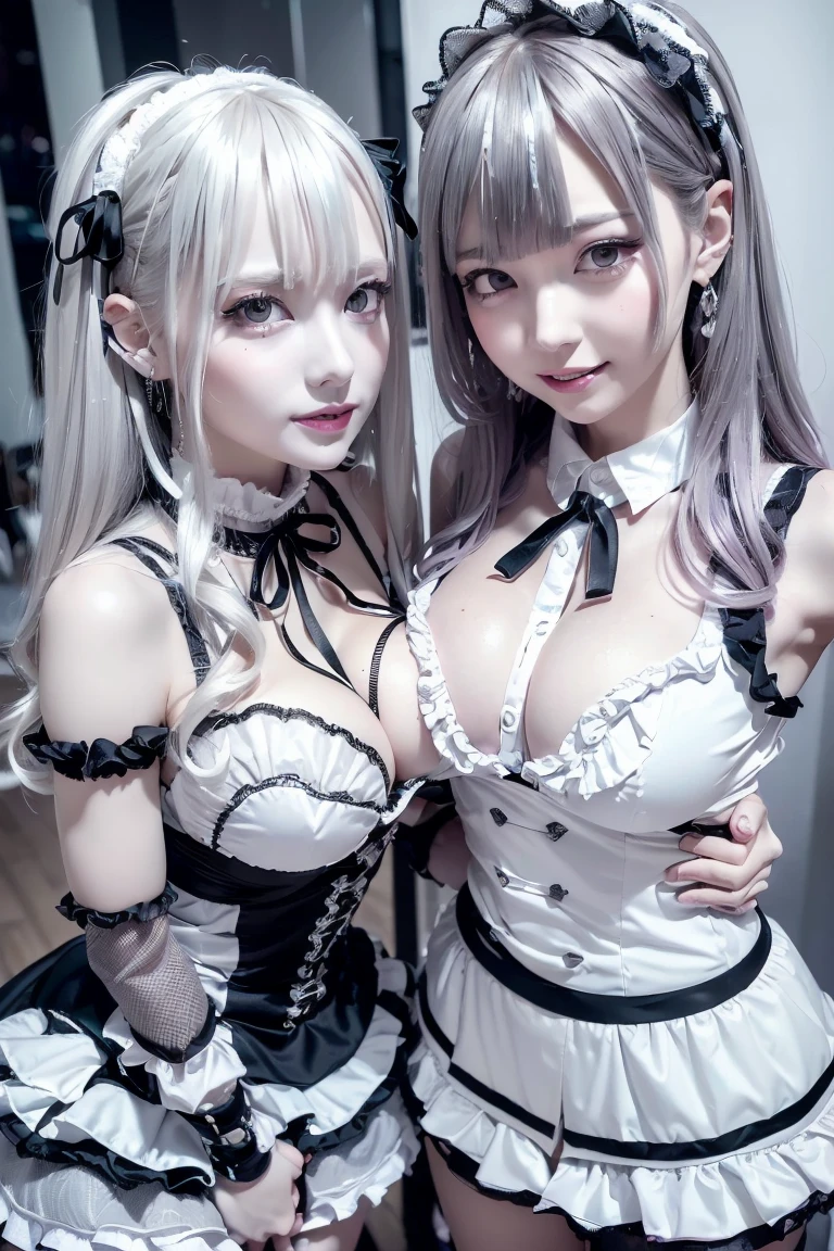 nsfw,Super super huge breasts,tits,Nipples,Breasts bigger than face,No clothes needed around the chest,全naked,女性のnaked,Big Breasts,より大きなtits,Remove all clothing,titsを強調,naked,Not wearing clothes at all,Uncovered breasts,tits,Curly Hair,Gray Hair,Iris,White Hair,Twin tails,Gothic Lolita