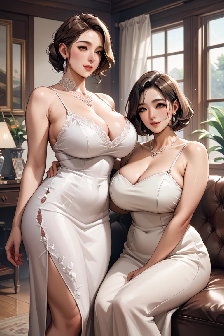 (best quality,4k,8k,highres,masterpiece:1.2),ultra-detailed,(realistic,photorealistic,photo-realistic:1.37),mom,thick thighs,huge breasts,curvy,portrait,warm color tone,soft lighting,Mothers Day gift,loving expression,joyful ambiance,glowing skin,wavy hair,beautiful detailed eyes,beautiful detailed lips,elegant dress,warm embrace,family bond,wisdom,strength,blessing,emotional connection,harmony,nurturing,subtle background,serene atmosphere,lush garden,prominent figure,graceful stance,color palette,femininity,confidence,strong presence,positive energy,captivating charm,celebration,unconditional love,maternal love,portraiture,emotional depth.
