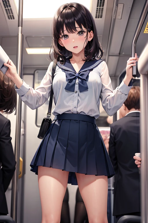pieces fly、masterpiece、highest quality、Super detailed、High resolution、High resolution、8K portrait、Unity 8k壁紙のHigh resolutionCG、unity 8k wallpaper、可愛i type little:1.5、:1.5、Highly detailed CG unity 8k wallpaper、realistic、real person、可愛i type little、 portrait photography、shiny skin、High resolution、(16 years old:1.2)、(1 girl)、beautiful clear eyes、very detailed explanation、delicate face、nice lips、slender body、 thin waist、thin feet、(on the train:1.6)、i type, perfect face, seriously, (blush:1.5),(brown hair bob,:1.3),((there are many people nearby:1.4)),(small breasts:1.2),(school uniform:1.2)((clothing lift:1.5))((I have nipples)),detailed explanation,vagina,vaginaを表示,spread,feet,spread、(((vagina内で絶頂:1.5)))