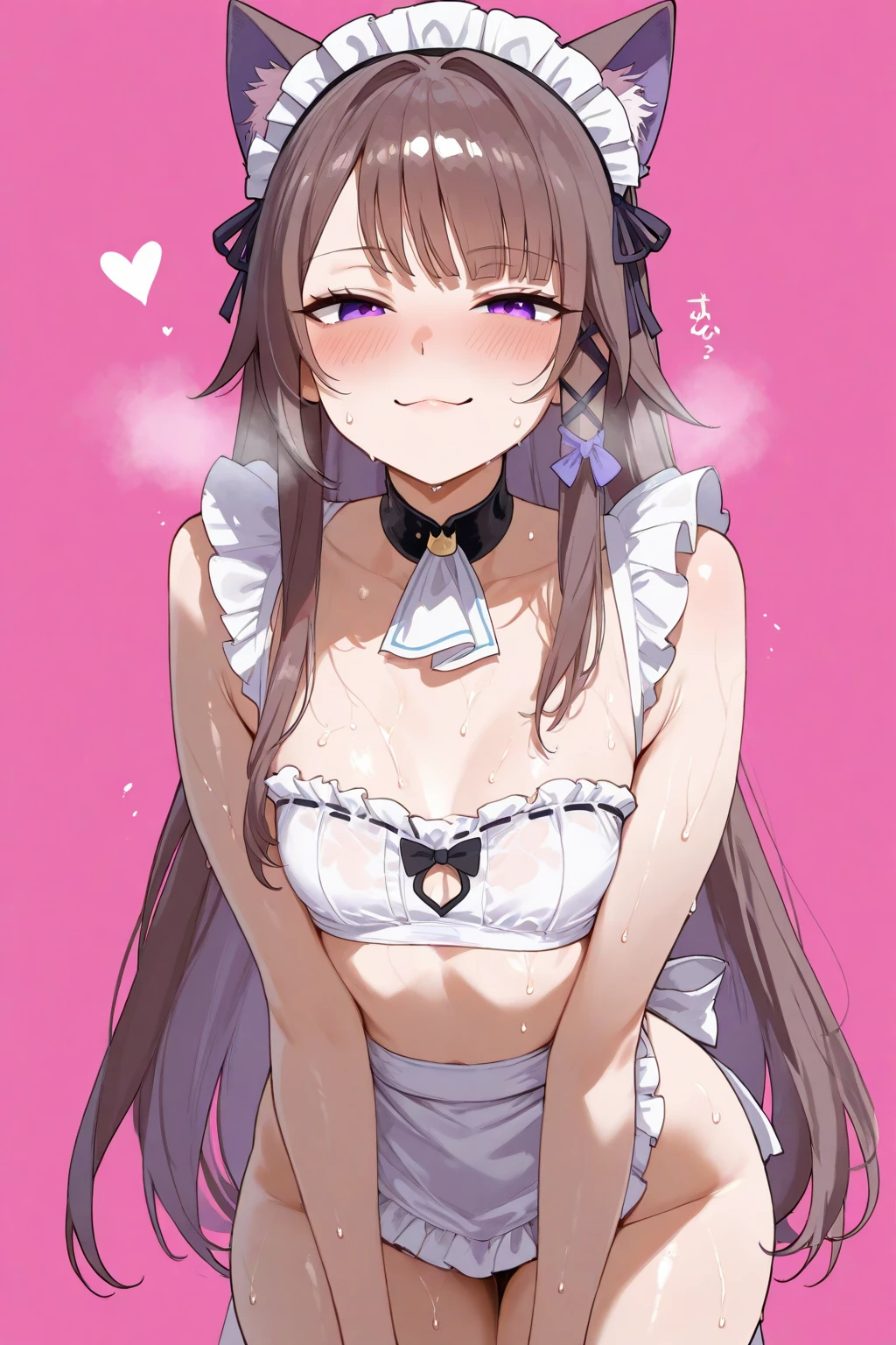 masterpiece, best qualityï¼ ï¼1girl, solo, animal_ears, heart, rabbit_ears, playboy_bunny, long_hair, breasts, black_hair, heart_hands, hair_ornament, purple_eyes, hairclip, cleavage, upper_body, wrist_cuffs, looking_at_viewer, fake_animal_ears, medium_breasts, leotard, simple_background, bow, black_leotard, detached_collar, bowtie, bangs, strapless, parted_lips, grey_background, white_background, rabbit_tail, strapless_leotard, blush, sketch, tail