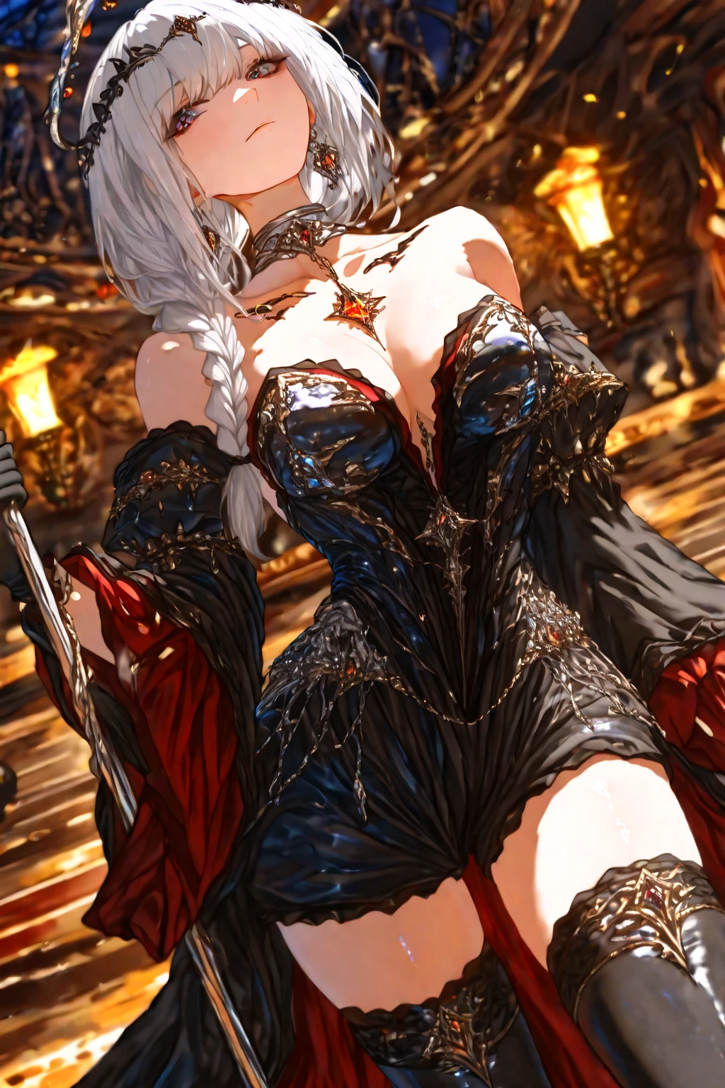 Anime, Sexy, ((The costume is made of metal:1.5)), ((In Kyoto Animation Style:1.5)), super precision, ​masterpiece, very extremely beautiful, Princess Face, ((1人の女性)), ((Solo:1.5)), ((Pink hair:1.5)), ((BobKat 1.5)), BREAK, ((Black eyes)), Short hair, ((Straight hair)), BREAK, ((The costume is silver:1.5)), BREAK, ((Taimanin suit:1.5)), ((Black Leotard)), (elbow groves), (Thigh boots), Professional Lighting, (25-years old), Narrow waist, Shiny skin, ((Oiled skin)), glistning skin, Looking at Viewer, Cowboy Shot, Dynamic Pose, is looking at the camera, inside in room, Sexy, A slight smil, Slightly open mouth, ((Cute)), ((Silver costume:1.5)), (Metal breastplate), sitting on, ((Hands behind your back)), Ultra-fine eyes, Ultra-fine face, ((skirt by the:1.5)), ((thin lips:1.5)), Sexy, ((drooping eyes)), ((Large breasts)), ((lying on one's side:1.5)), From  above, A slight smil, ((Silver costume:1.5)), Latex, Sexy,